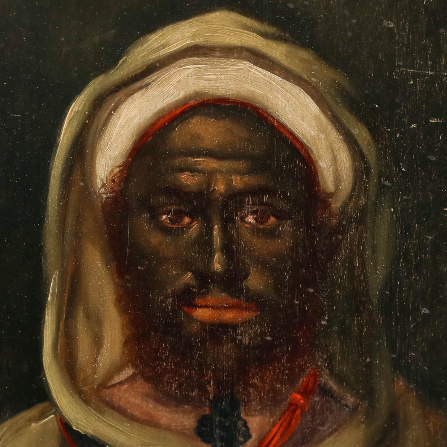 Emile Marin (1876-1940) - Gerahmtes Ölgemälde, Porträt eines Bedouin-Mannes im Angebot 2