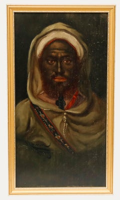 Antique Emile Marin (1876-1940) - Framed Oil, Portrait of a Bedouin Man