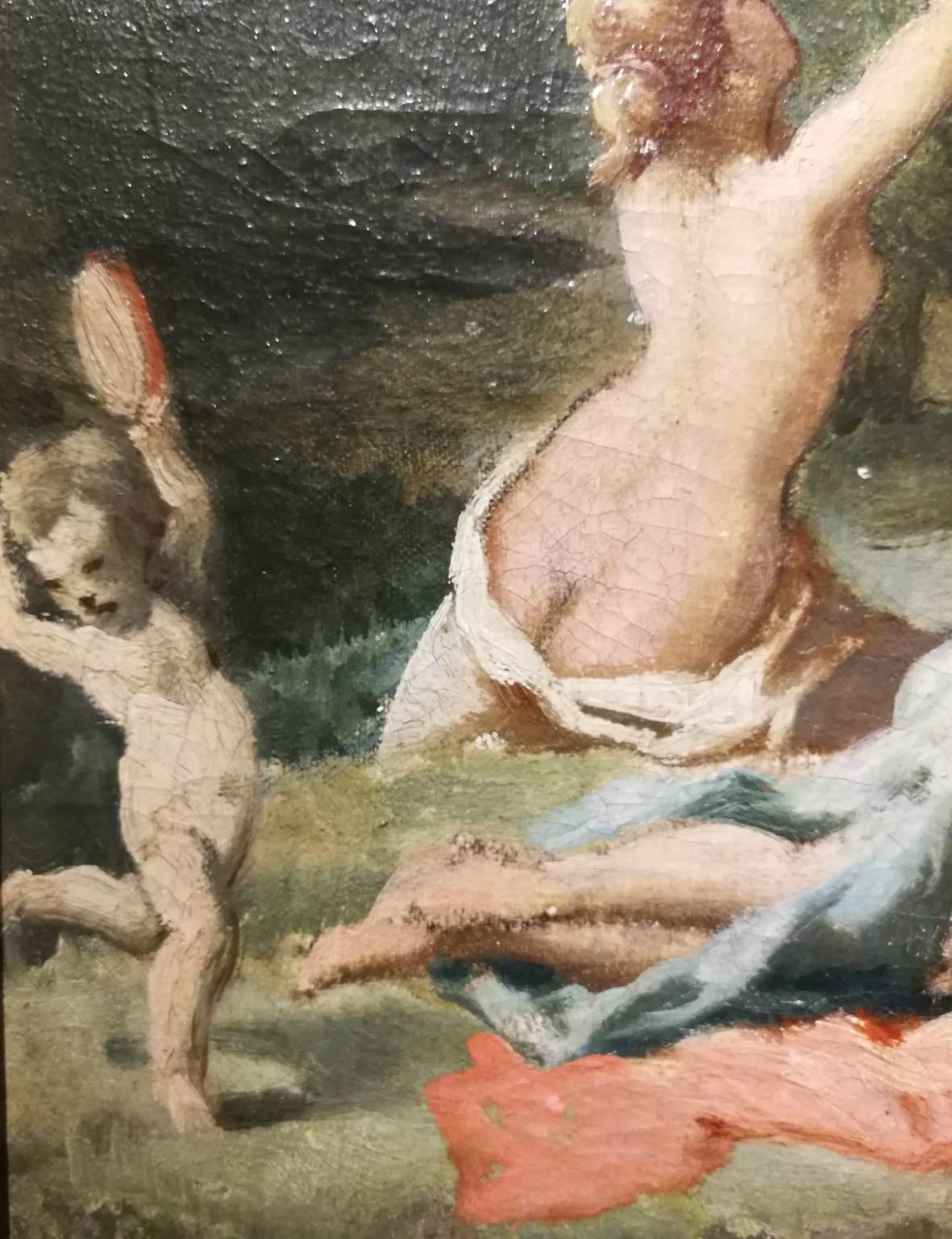 Dipinto mitologico nudo simbolista francese del XIX secolo con cornice For Sale 1
