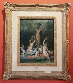 Dipinto mitologico nudo simbolista francese del XIX secolo con cornice