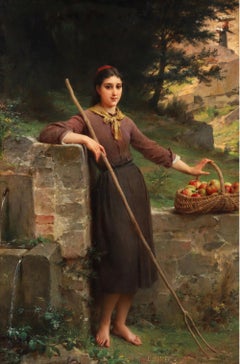 Standing Young Woman by the Well