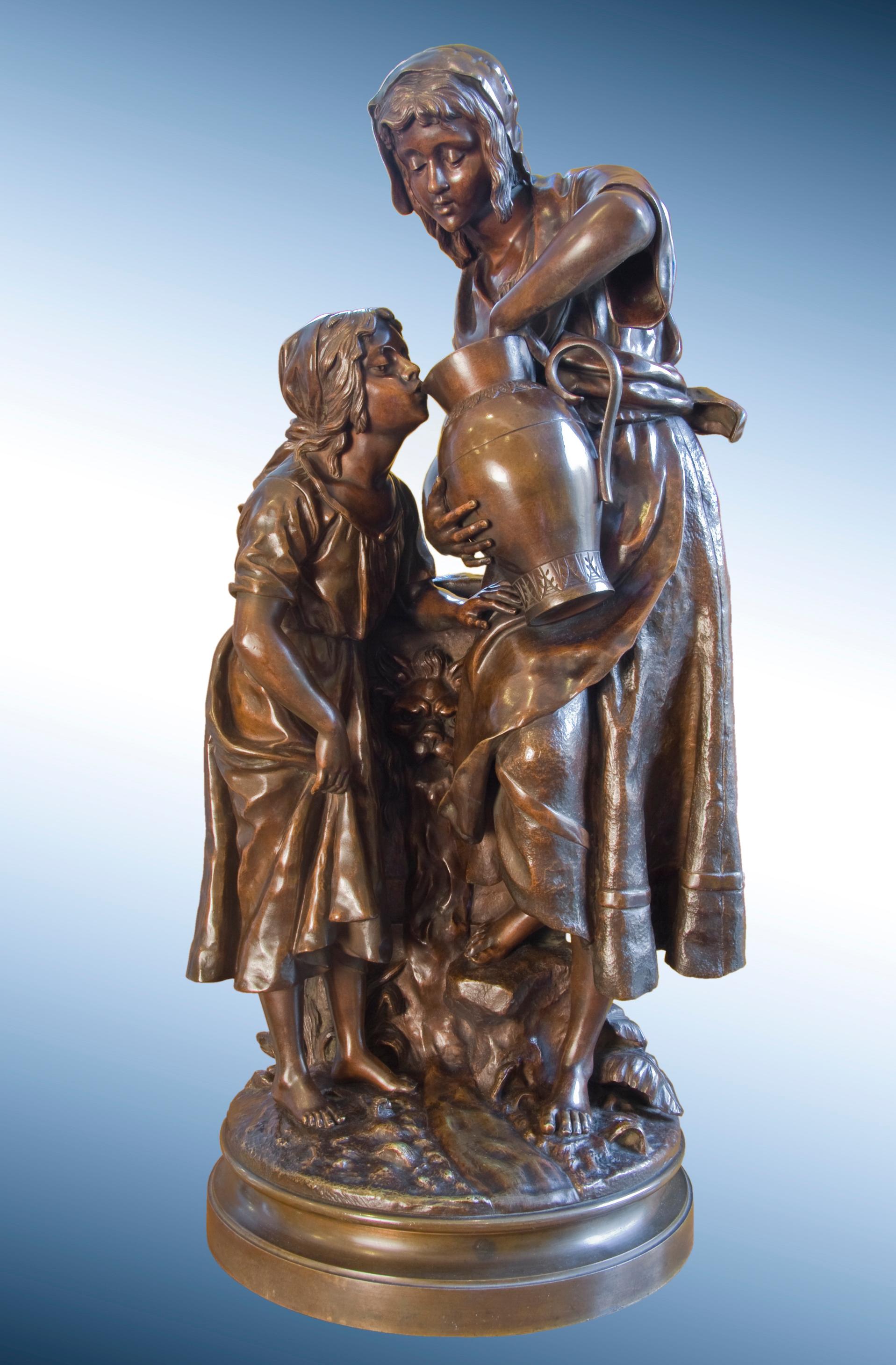 Émile Nestor Joseph Carlier Figurative Sculpture – A la Fontaine 