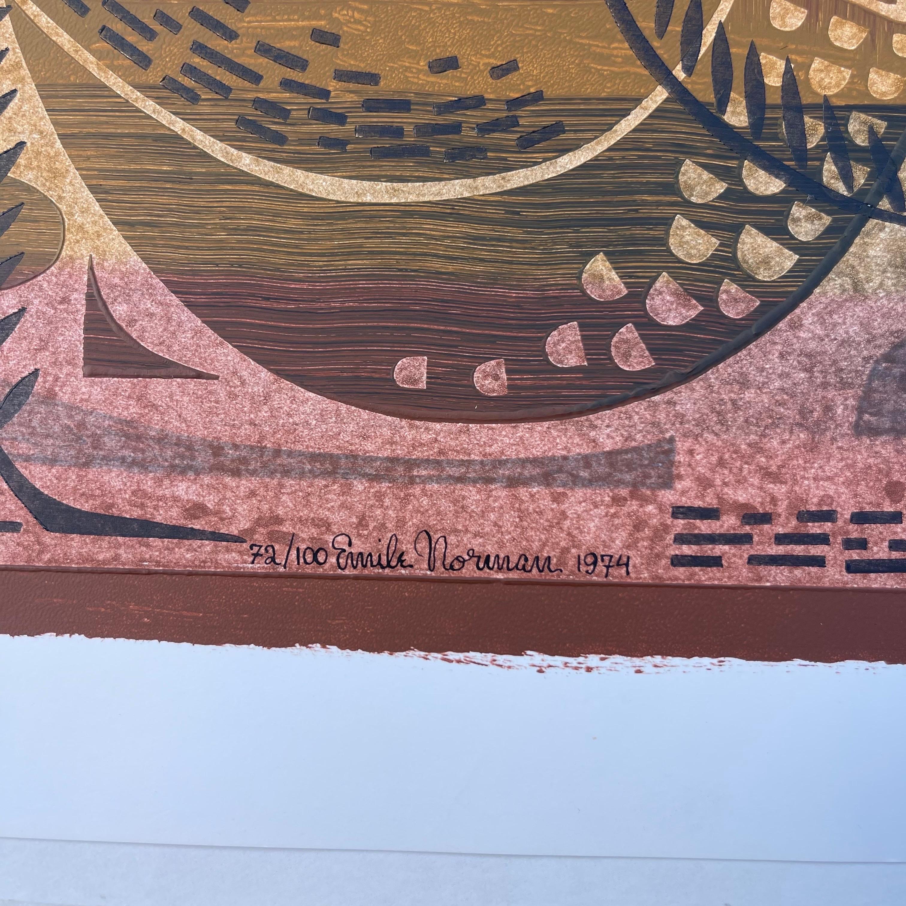 Emile Norman, 1918-2009, Eulen signiert, nummerierter Kunstdruck (20. Jahrhundert)
