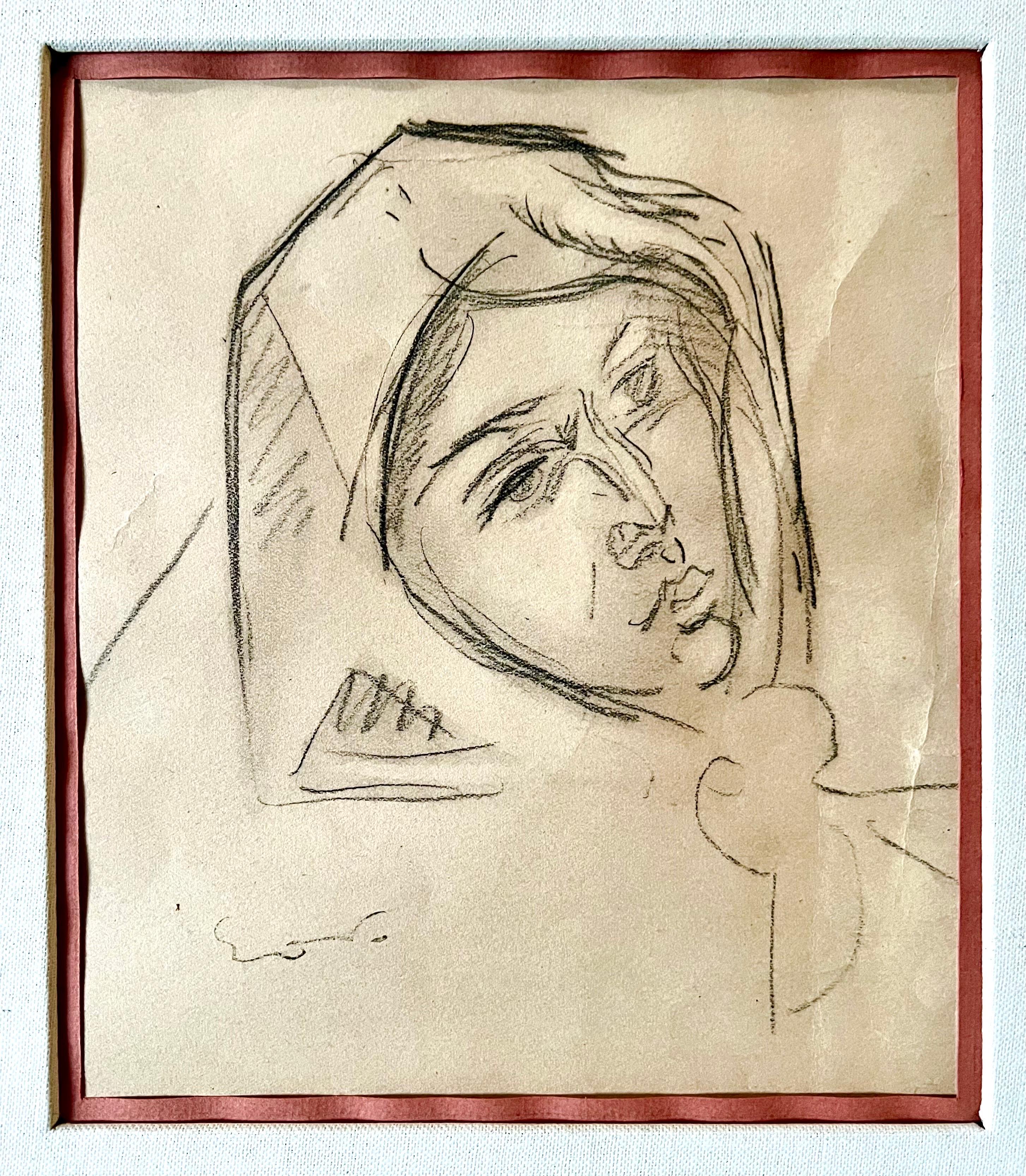 Émile-Othon Friesz - Retrato femenino a lápiz, hacia 1925-1935 en venta 3