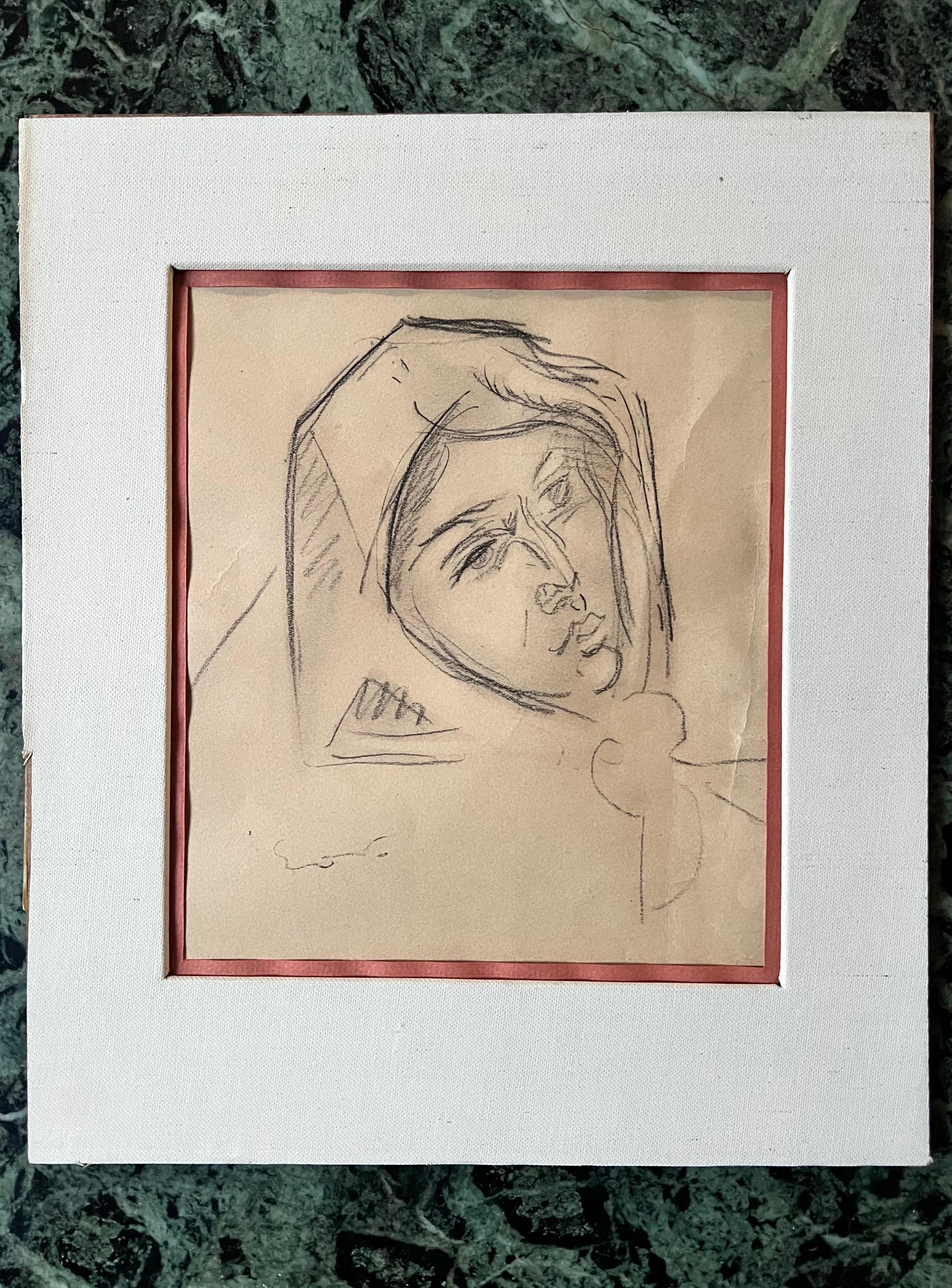 Émile-Othon Friesz - Retrato femenino a lápiz, hacia 1925-1935 en venta 4