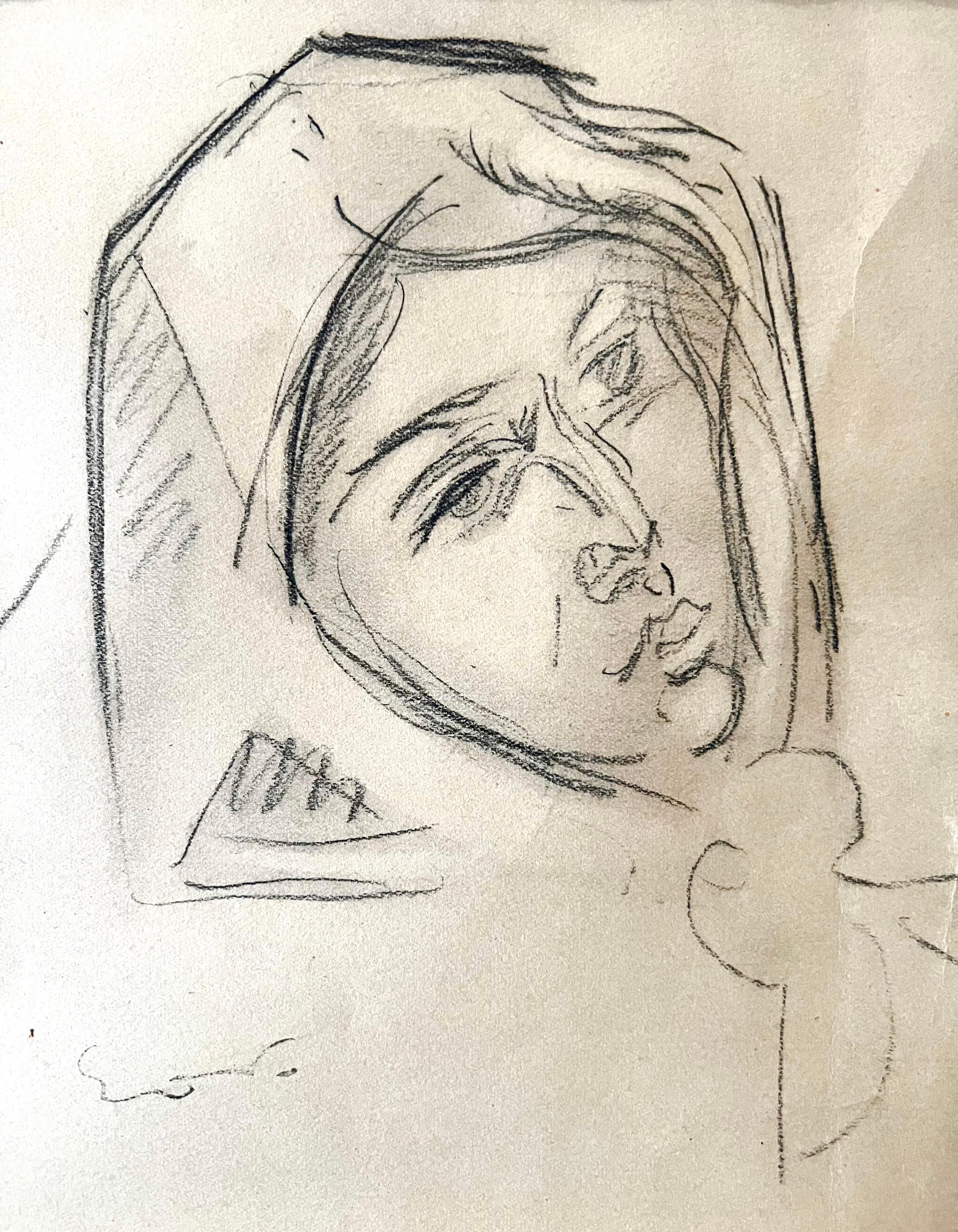 Émile-Othon Friesz - Retrato femenino a lápiz, hacia 1925-1935 principios del siglo XX en venta