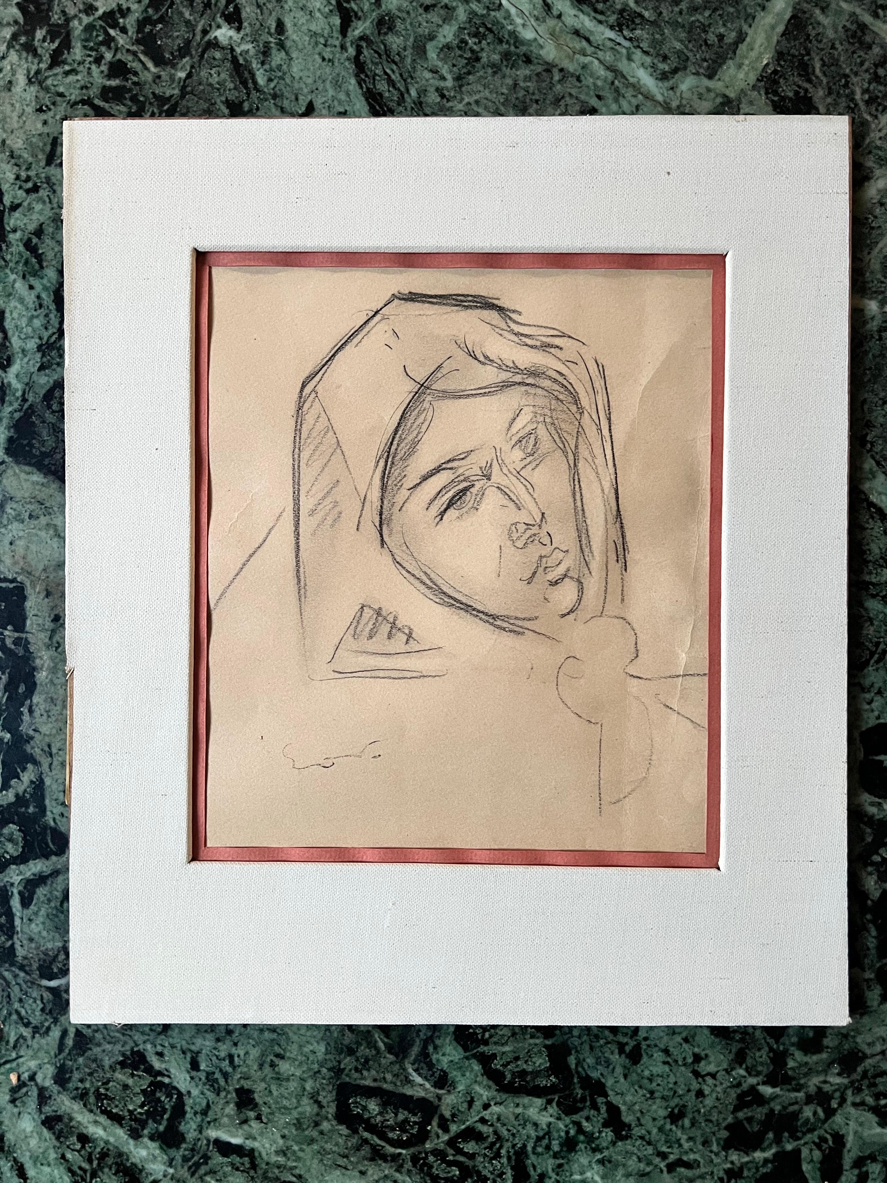 Émile-Othon Friesz - Retrato femenino a lápiz, hacia 1925-1935 en venta 2