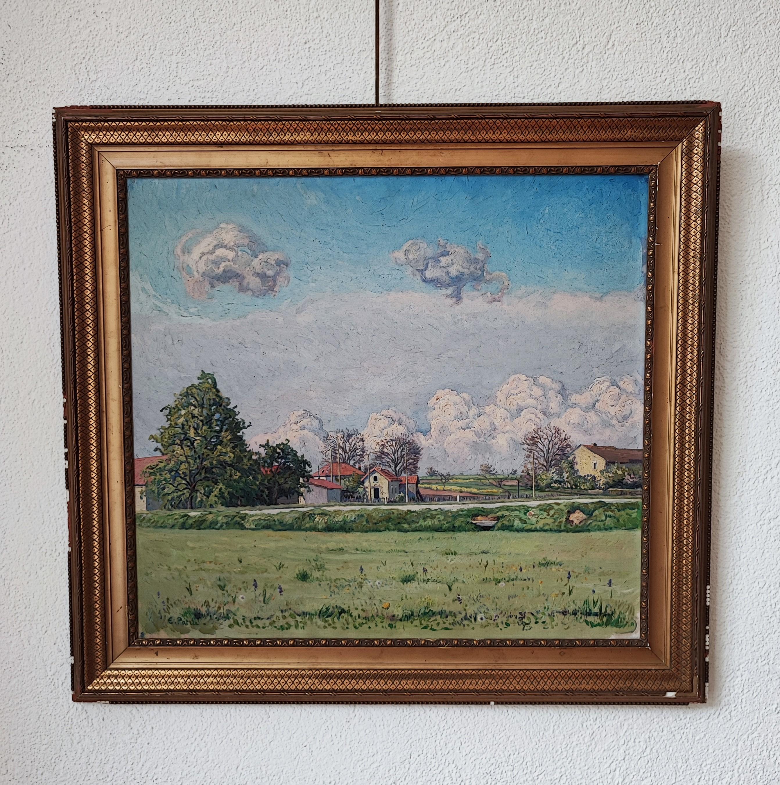 Saint-Didier, Französisch – Painting von Emile Patru