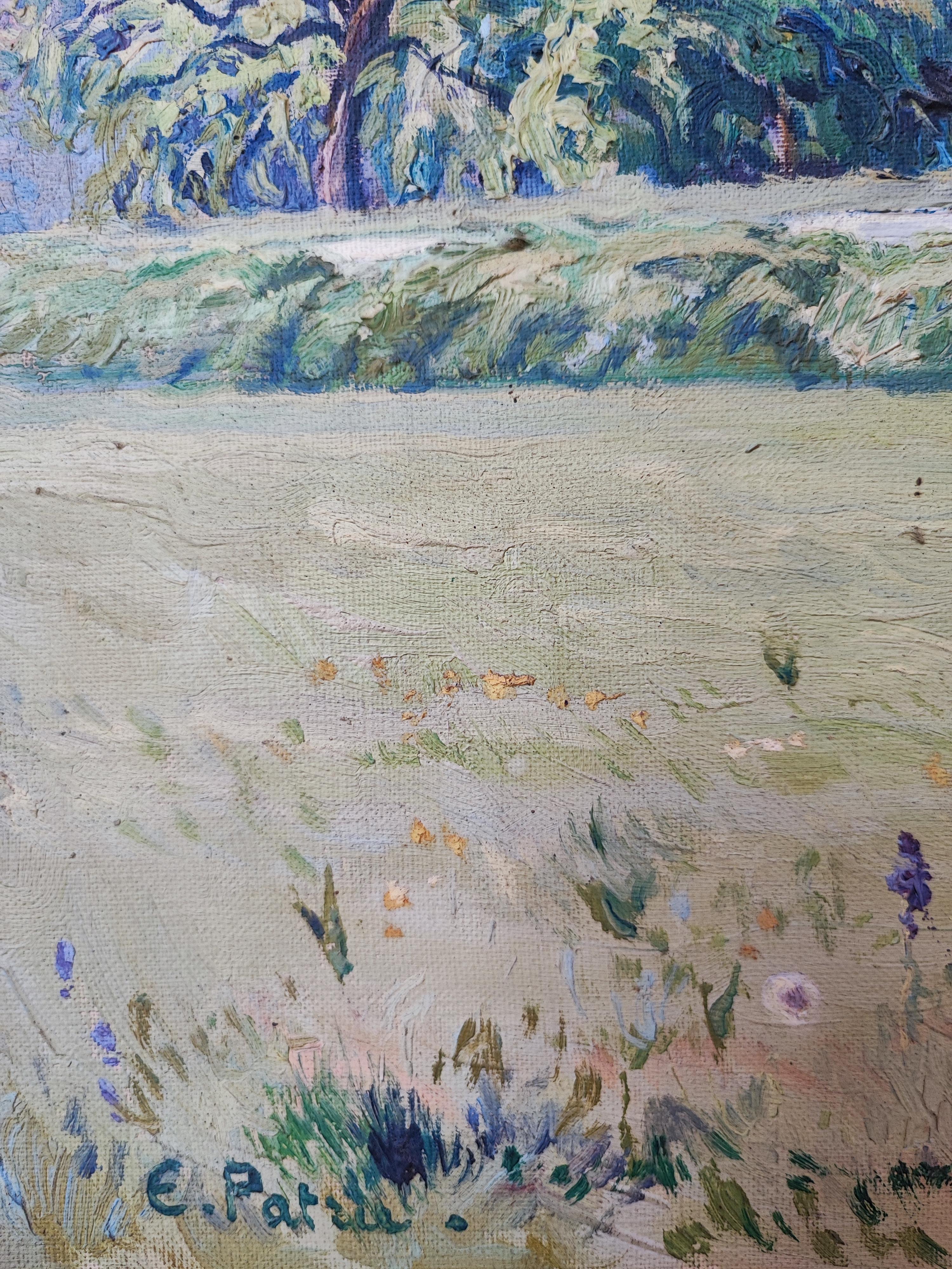 Saint-Didier, Französisch (Grau), Landscape Painting, von Emile Patru