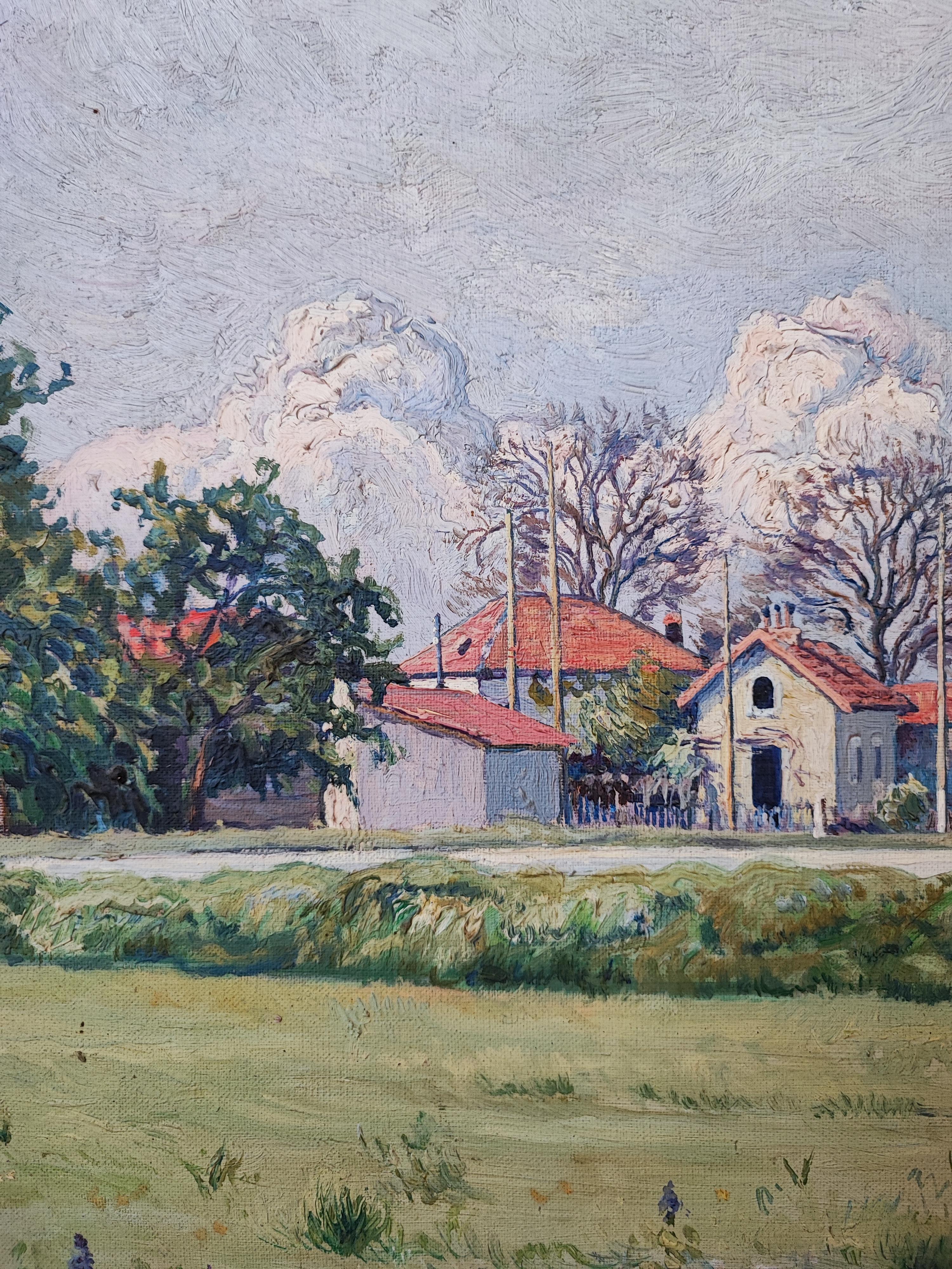 Arbeiten auf Leinwand
Geformter Rahmen aus Gips und vergoldetem Holz
68,5 x 74 x 3,5 cm