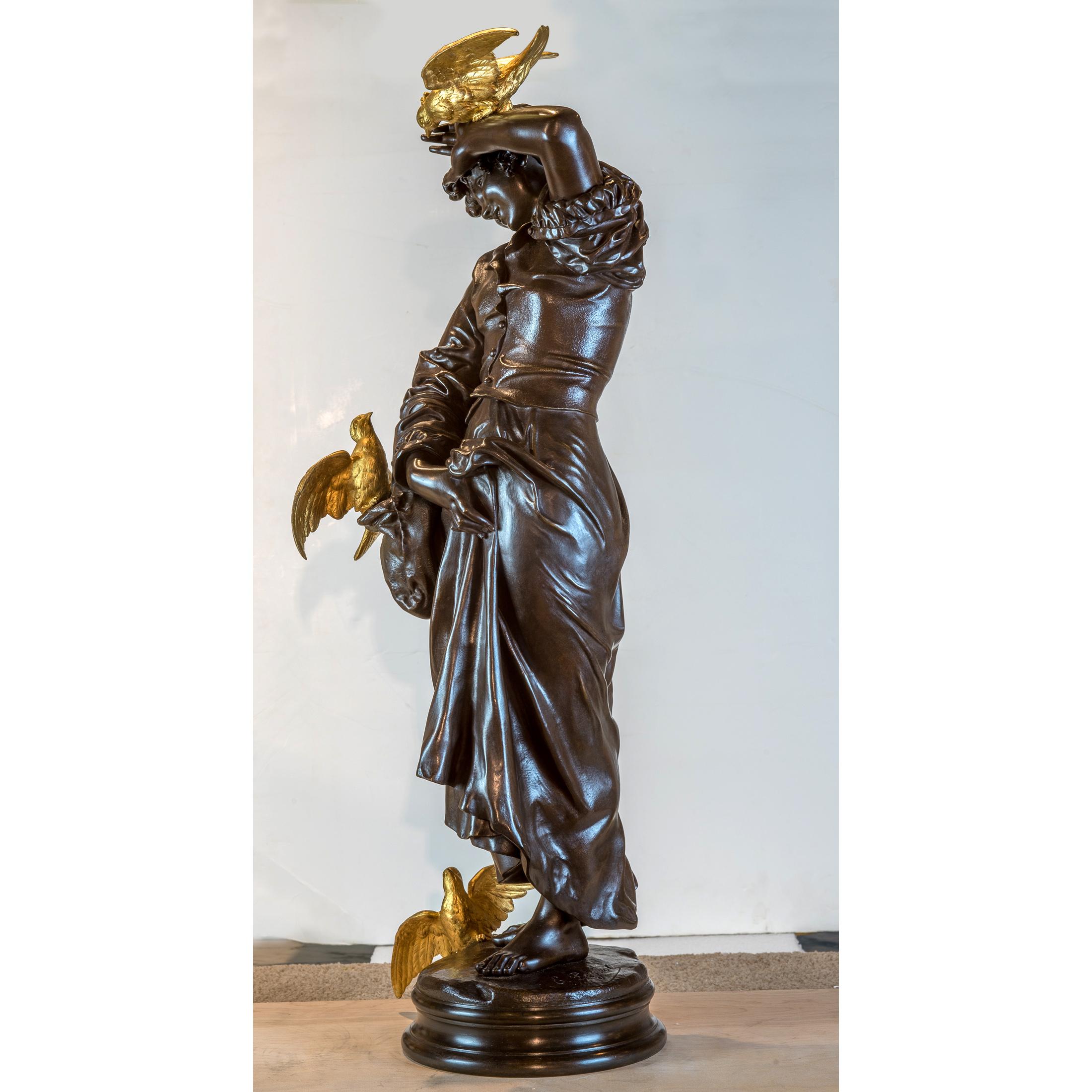 Große Skulptur aus patinierter und vergoldeter Bronze von Emile Peynot im Angebot 2