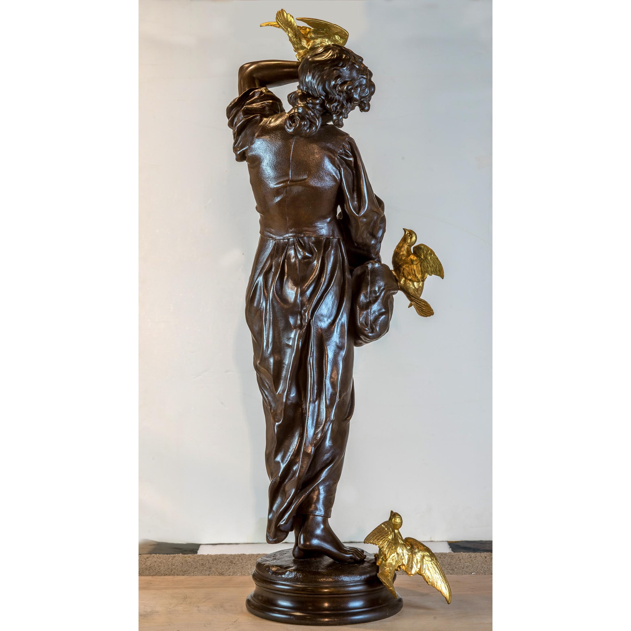 Große Skulptur aus patinierter und vergoldeter Bronze von Emile Peynot im Angebot 3