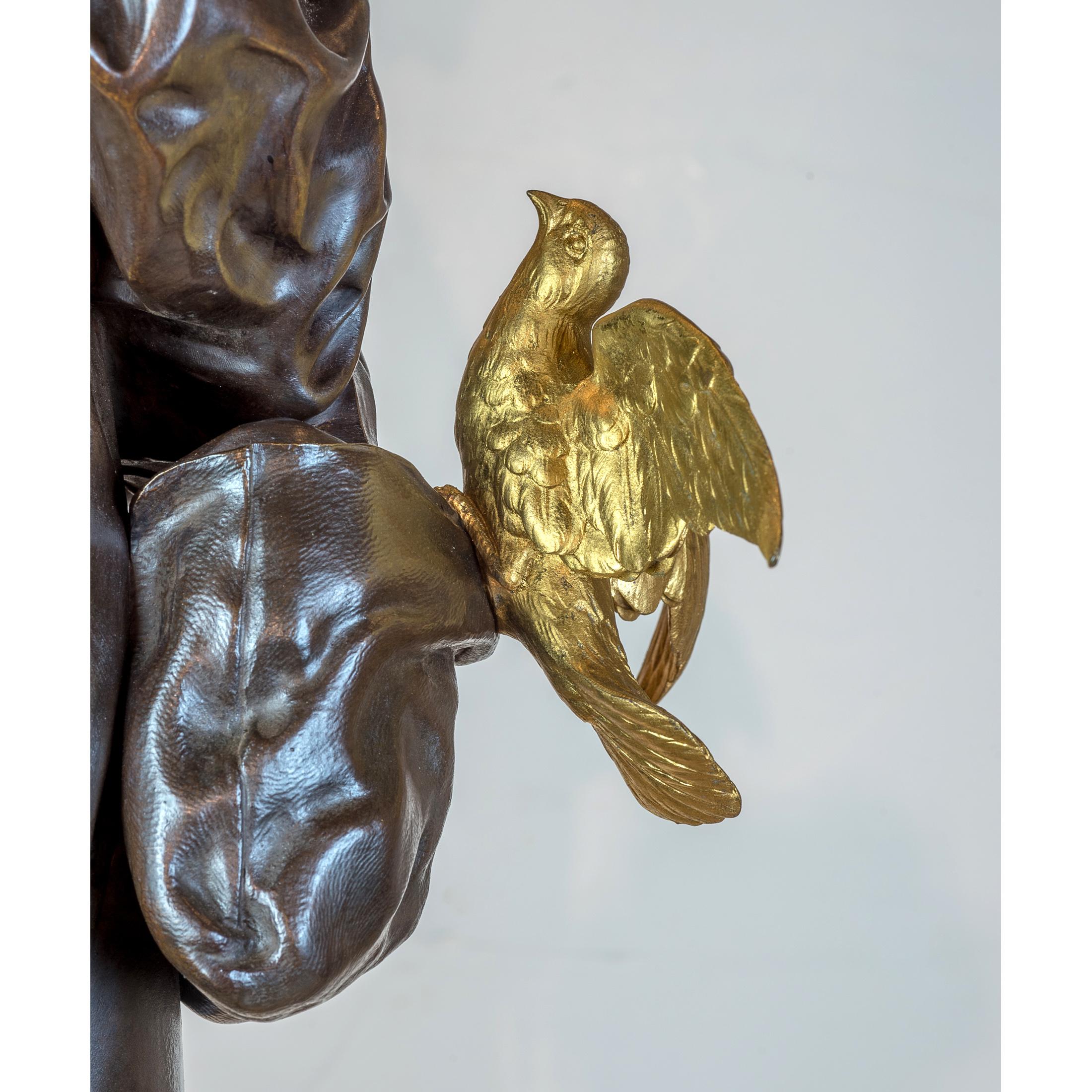 Large Patinated and Gilt Bronze Sculpture by Emile Peynot For Sale 1