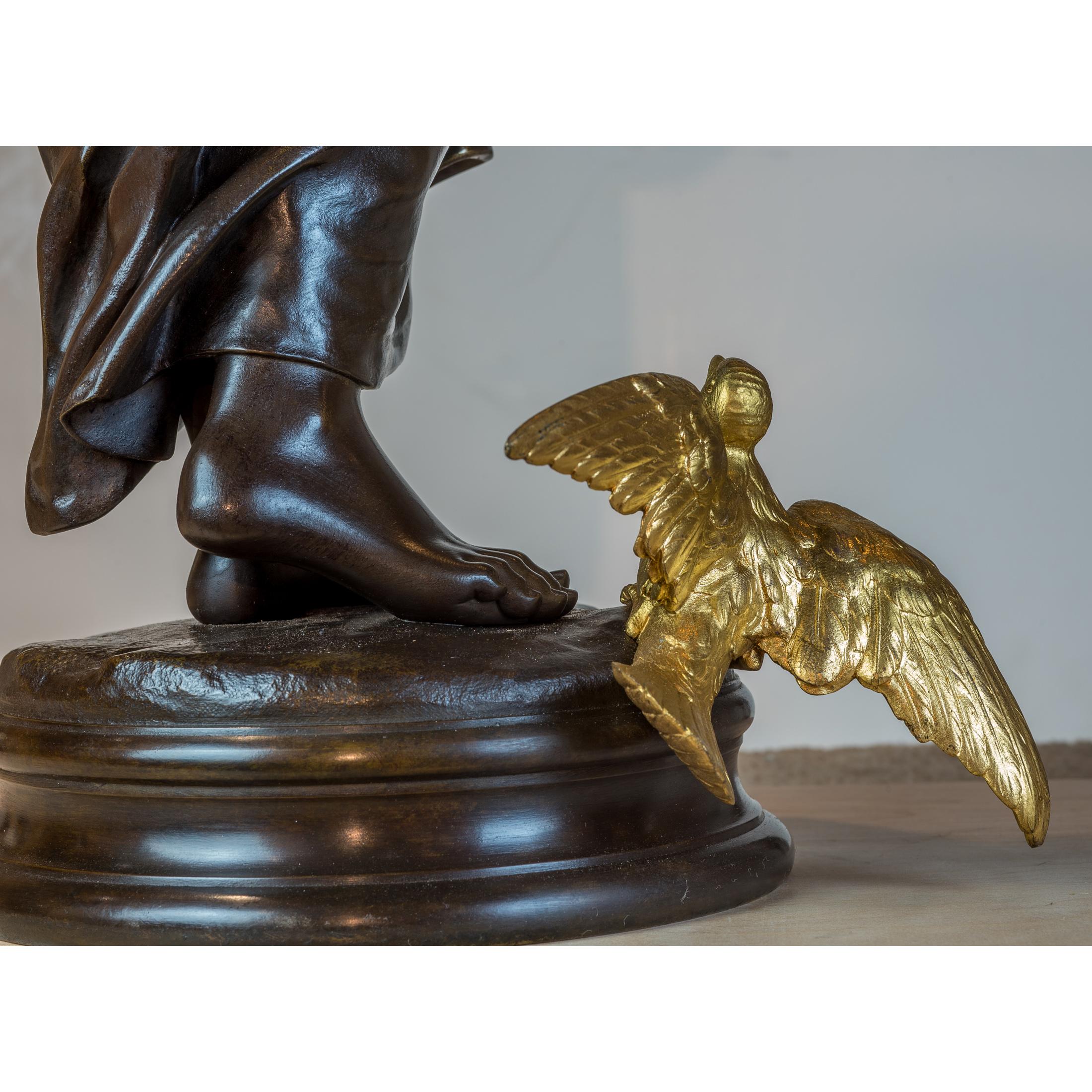 Large Patinated and Gilt Bronze Sculpture by Emile Peynot For Sale 2