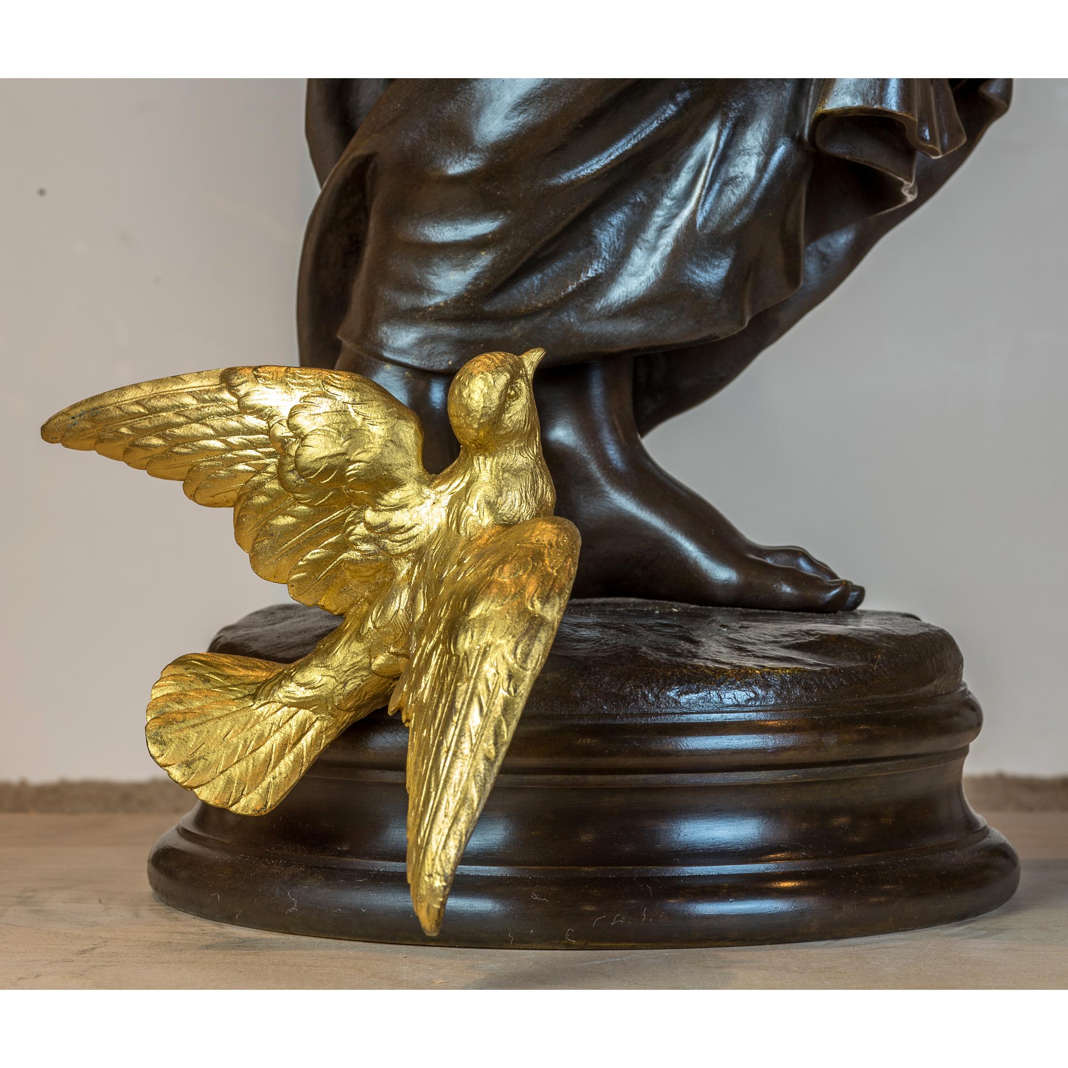 Large Patinated and Gilt Bronze Sculpture by Emile Peynot For Sale 3