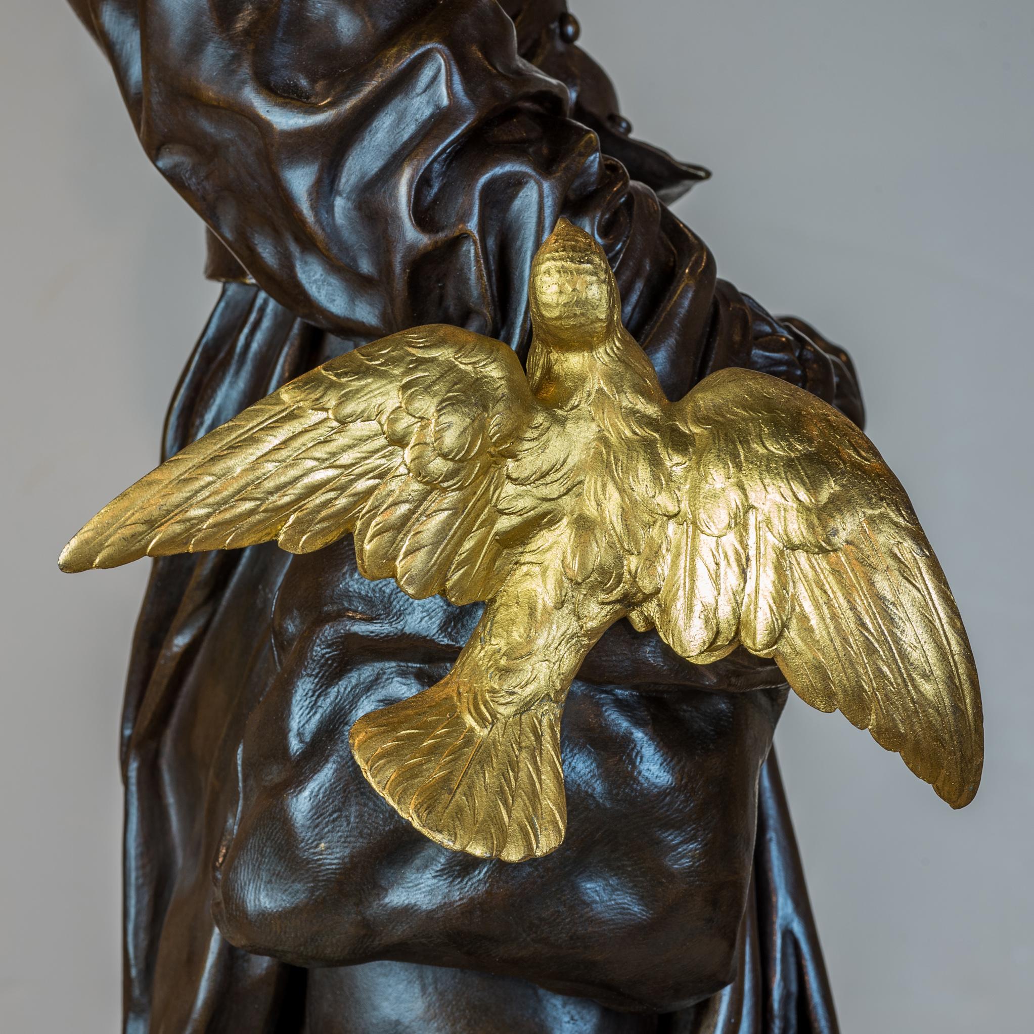 Large Patinated and Gilt Bronze Sculpture by Emile Peynot For Sale 4
