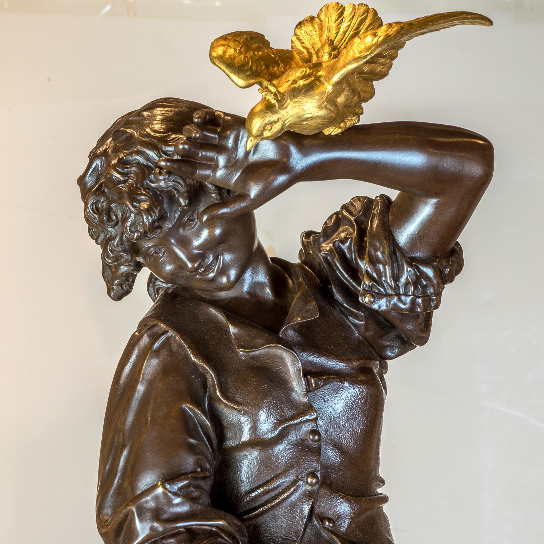 Large Patinated and Gilt Bronze Sculpture by Emile Peynot For Sale 5