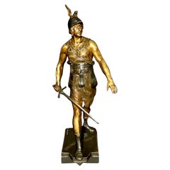 Émile Picault French Bronze Warrior Sculpture “Vincere Aut Mori”