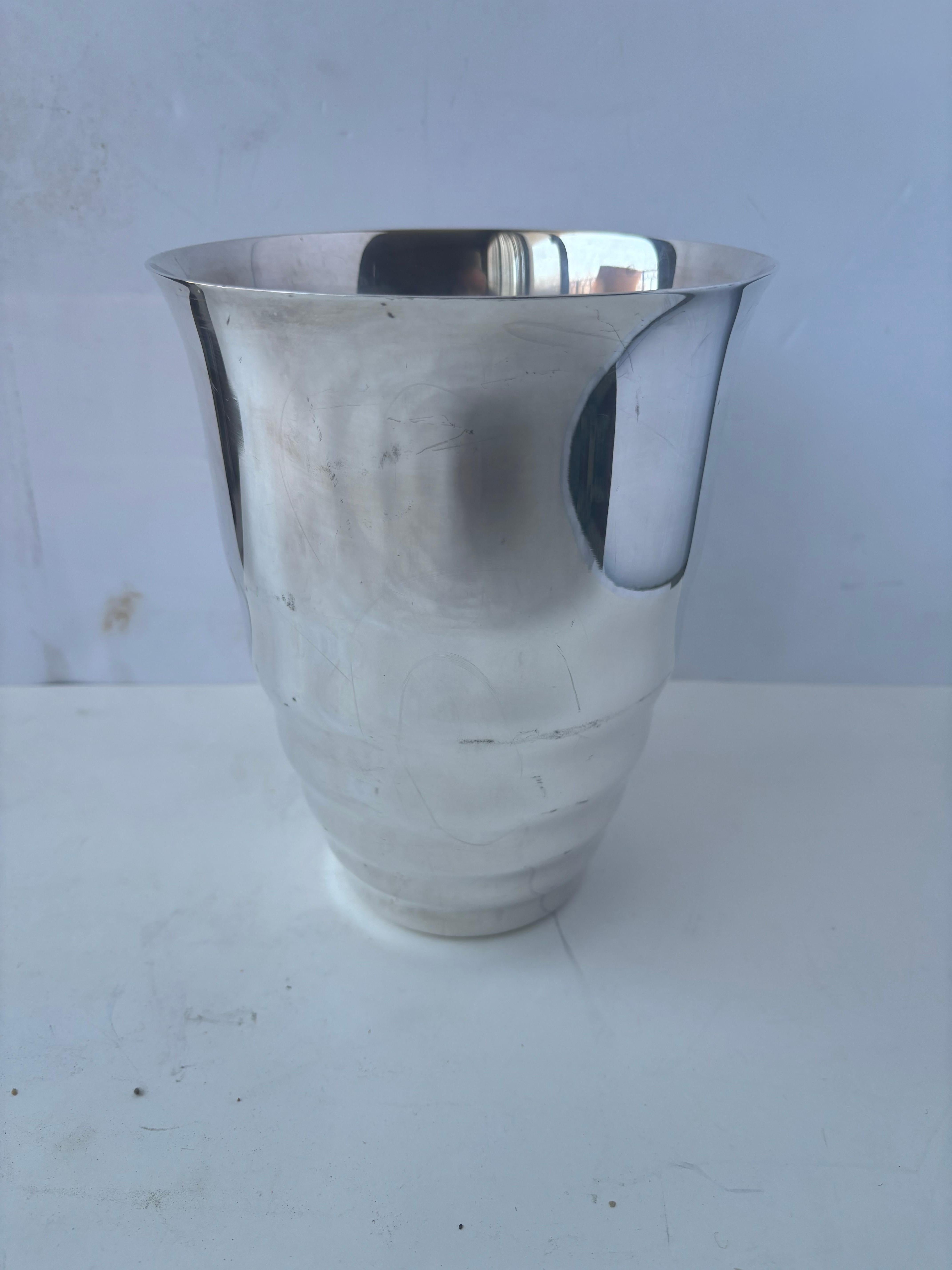 Enfriador de botellas / cubo Emile Puiforcat placa de plata , Francia Francés en venta