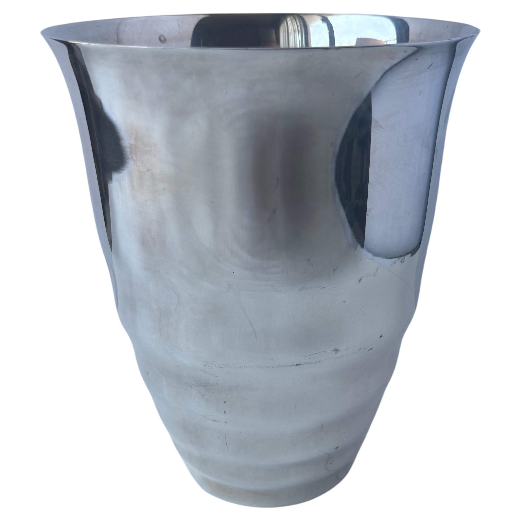 Emile Puiforcat bottle cooler / bucket silver plate , France
