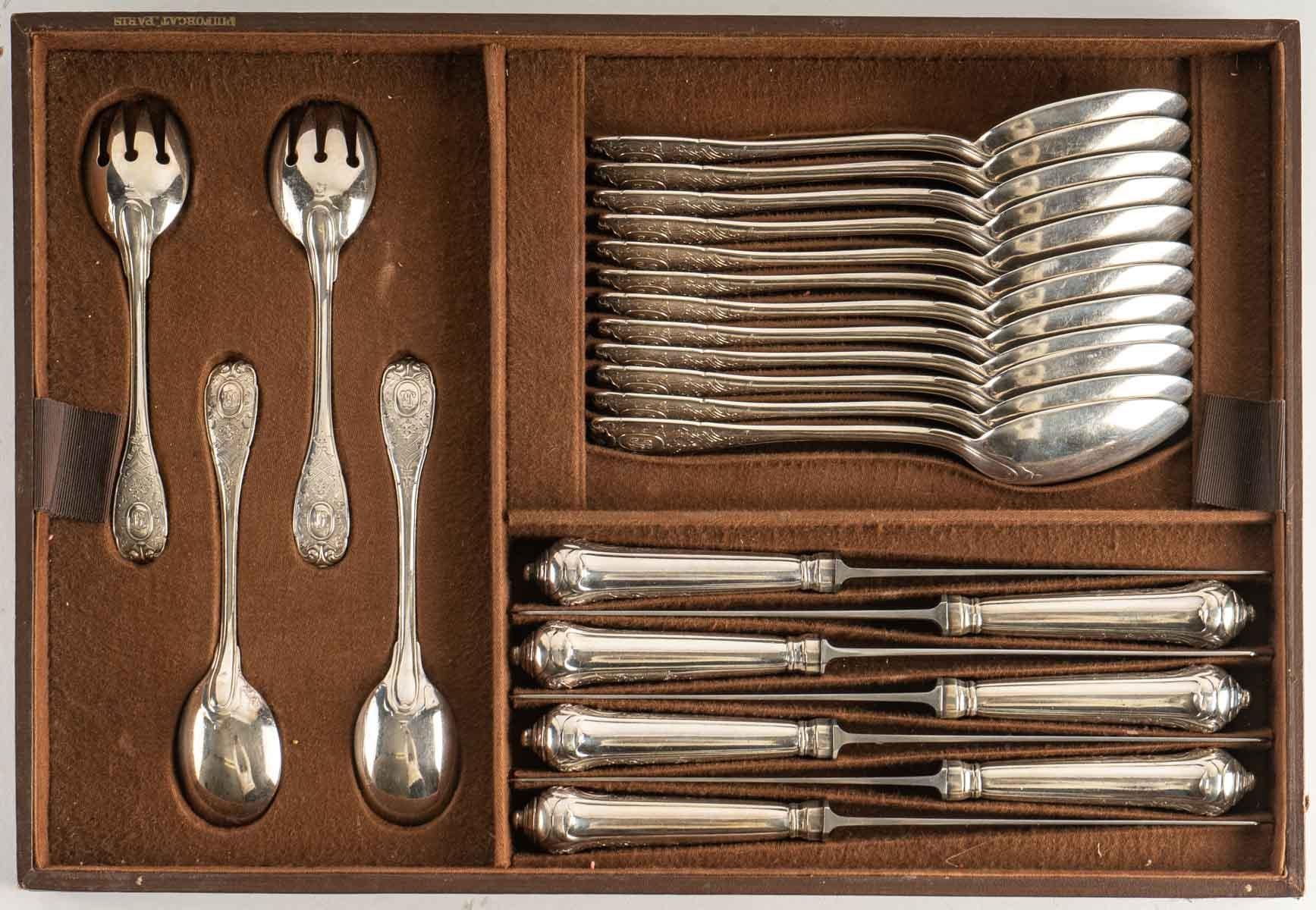 Emile Puiforcat Paris Elysée Cutlery Set Sterling Pure Silver, 293 Pieces 3