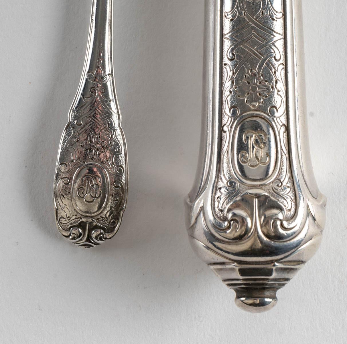 Emile Puiforcat Paris Elysée Cutlery Set Sterling Pure Silver, 293 Pieces 5