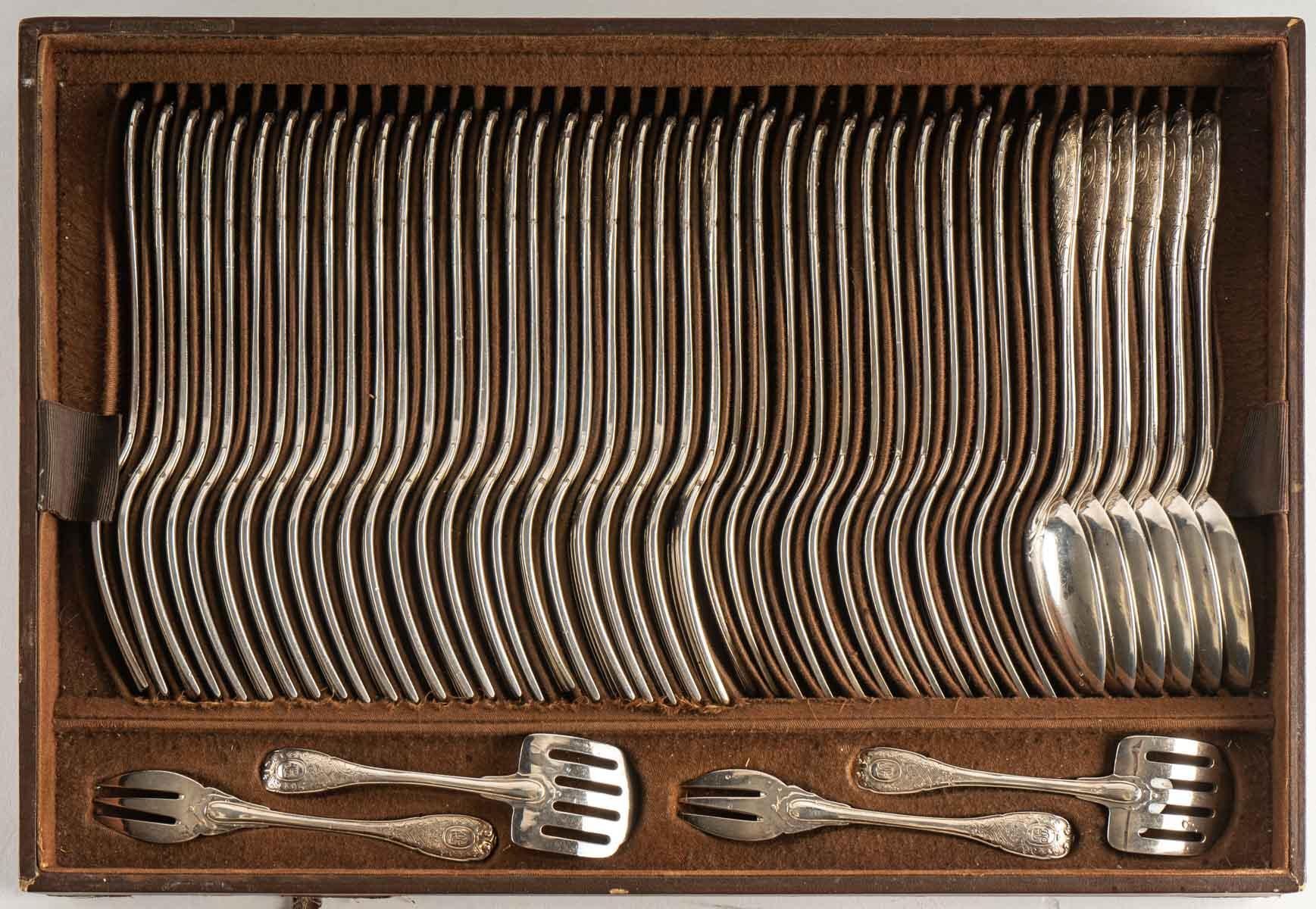 Emile Puiforcat Paris Elysée Cutlery Set Sterling Pure Silver, 293 Pieces In Good Condition In Boulogne Billancourt, FR