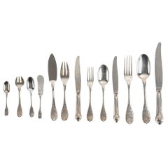 Emile Puiforcat Paris Elysée Cutlery Set Sterling Pure Silver, 293 Pieces