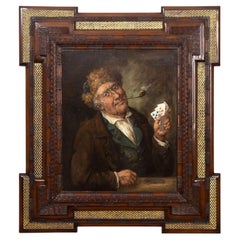 Émile Renard (Französisch, 1850-1930) Ein charmantes Öl auf Leinwand "Ein gutes Pokerblatt"