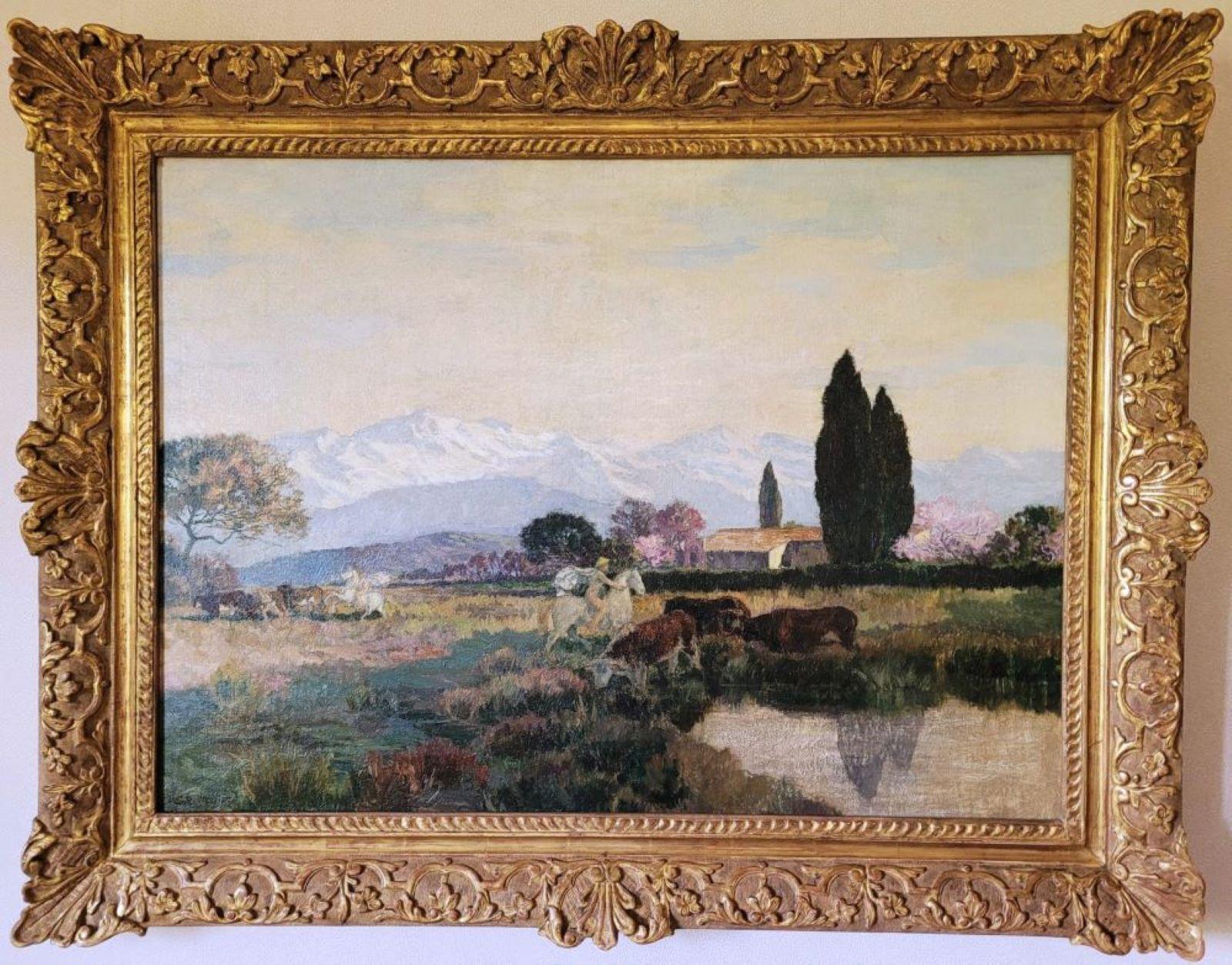 Emile Rene Menard Landscape Painting - Les cavaliers antiques