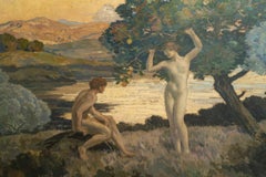 Émile René MENARD (1862-1930) Adam et Eve, Monumental Oil on Canvas, 1923