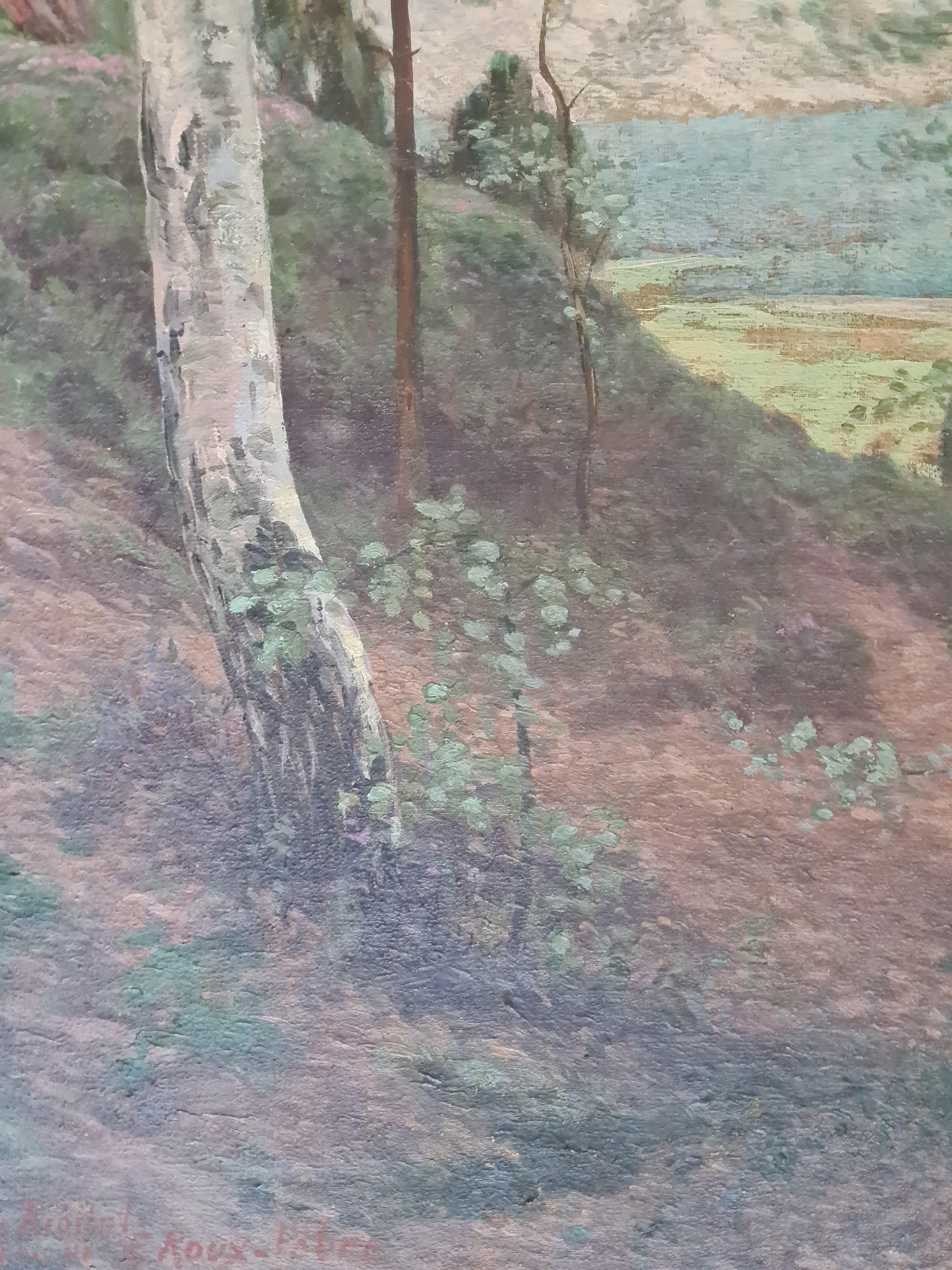 The Forest, Large Barbizon School, Oil on Canvas Wooded Landscape For Sale 3