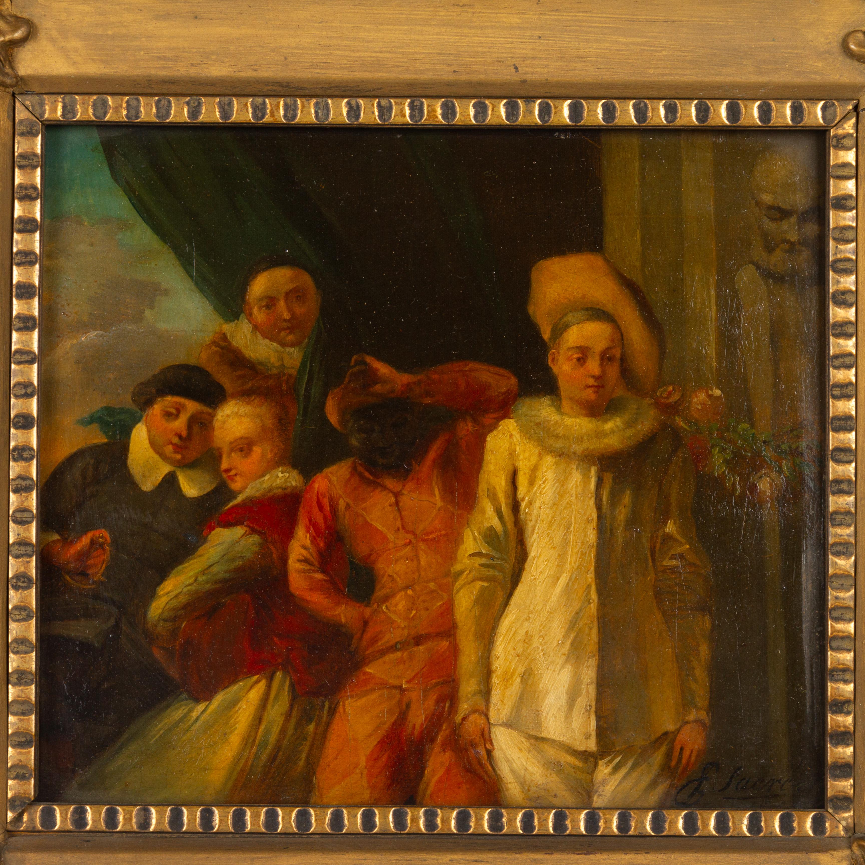 In good condition
From a private collection
Free international shipping
Emile Sacre (Belgian, 1844-1882) Oil Painting Commedia Dell'arte 19thC

