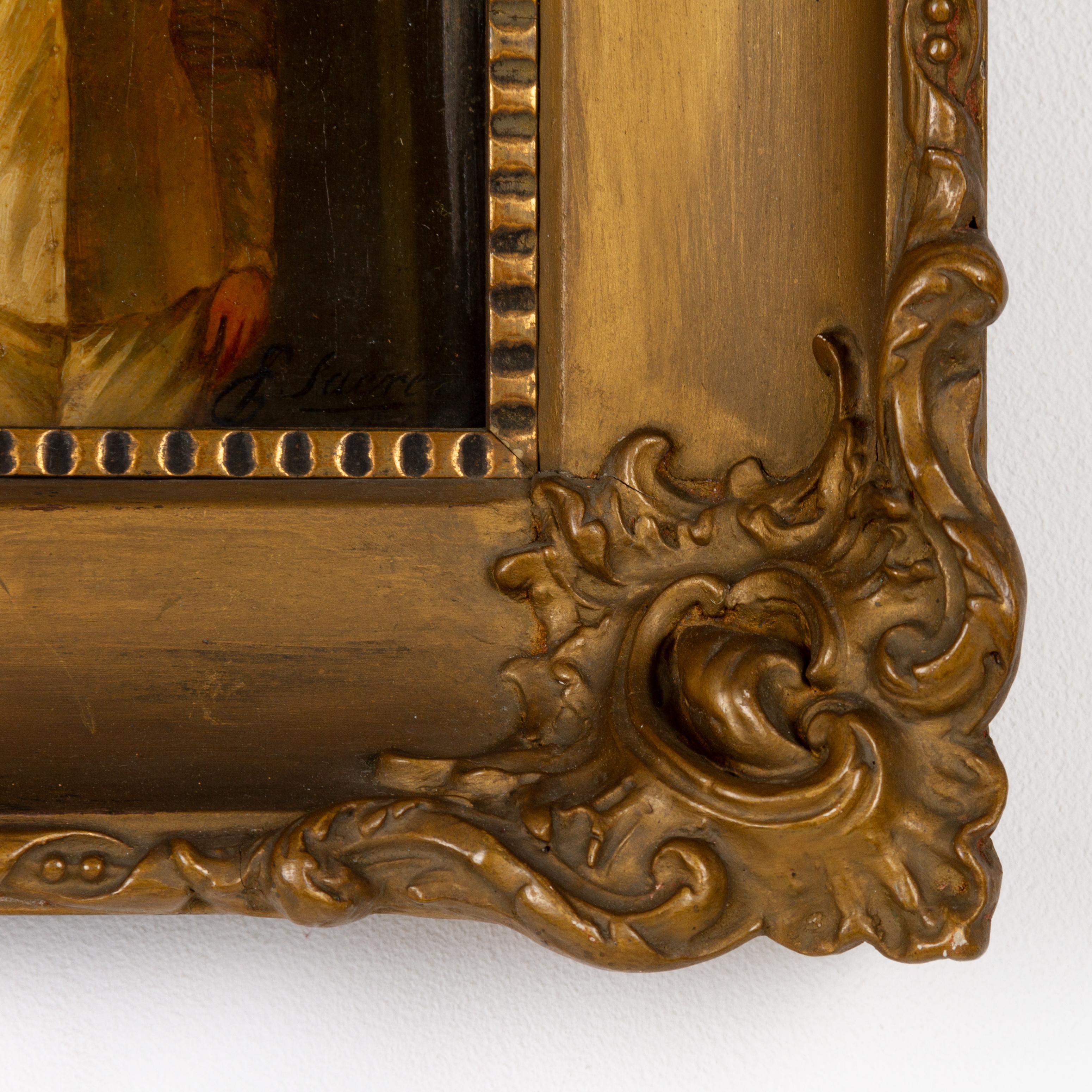 19th Century Emile Sacre (Belgian, 1844-1882) Oil Painting Commedia Dell'arte 19thC For Sale