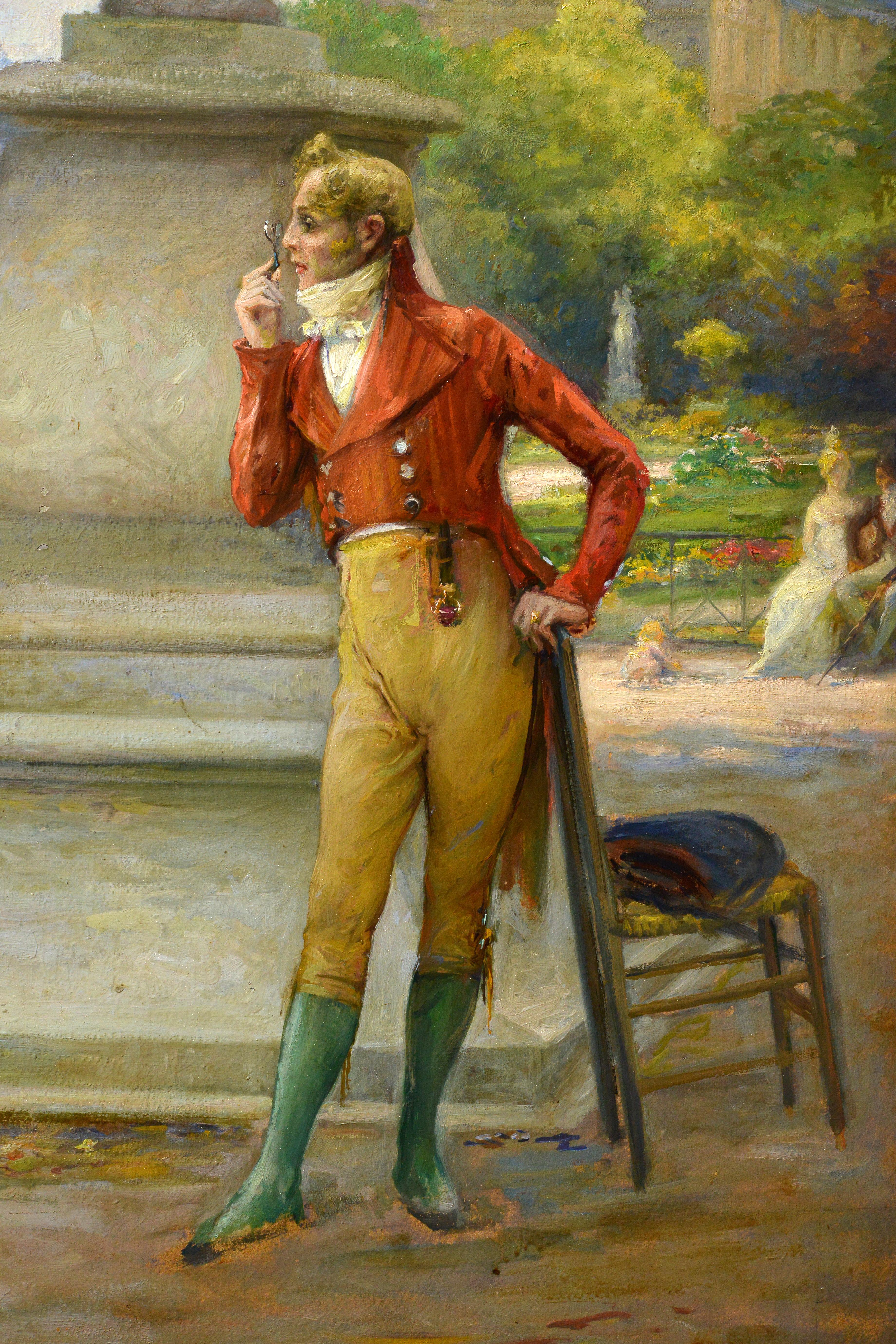 Französische Genre-Szene im Pariser Park, Ölgemälde des 19. Jahrhunderts (Realismus), Painting, von Emile Tabary
