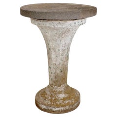 Emile Taugourdeau Style Cast stone round top pedestal garden table - 1958