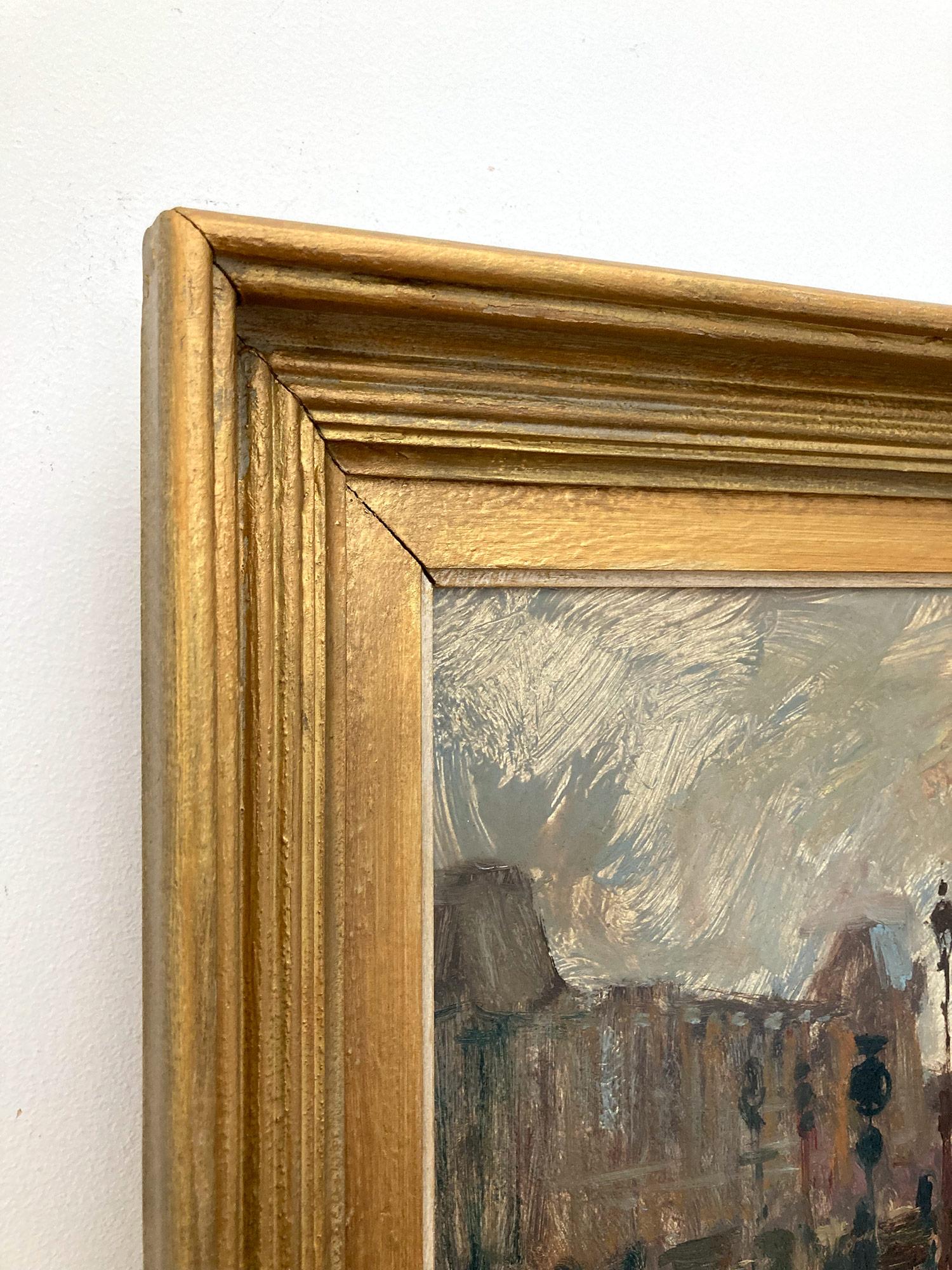 Peinture à l'huile « Notre Dame Place du Parvis » - Scène de rue parisienne en vente 6