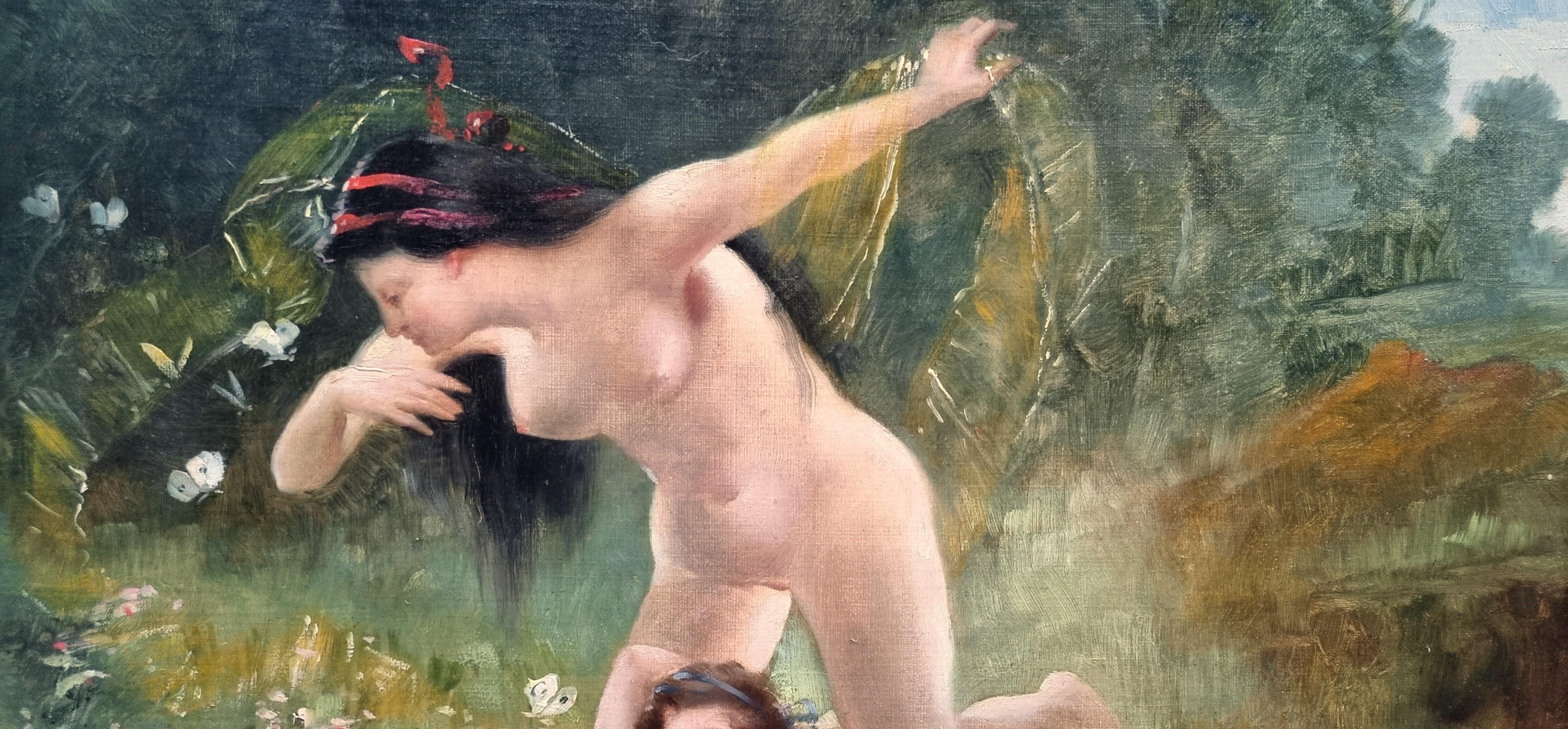 Emile VERNON
Blois, 1872 – Blois, 1920
Oil on canvas
44 x 61 cm (57 x 74 cm with frame)
Signed lower right “Emile Vernon”
Very beautiful 19th century frame in carved and gilded wood decorated with laurels

Born in Blois (France), Emile Vernon first
