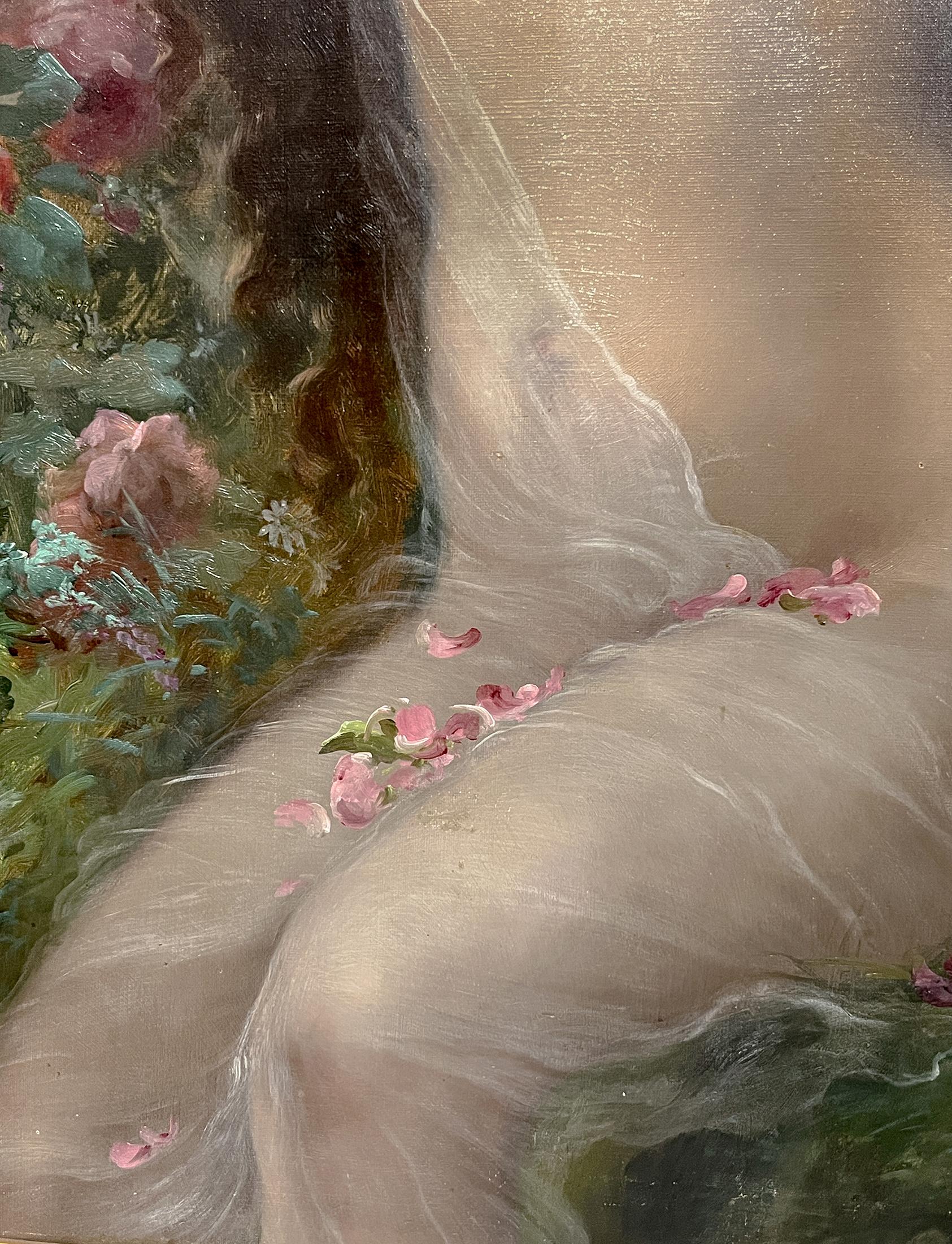 Grande ritratto di nudo dipinto a olio 