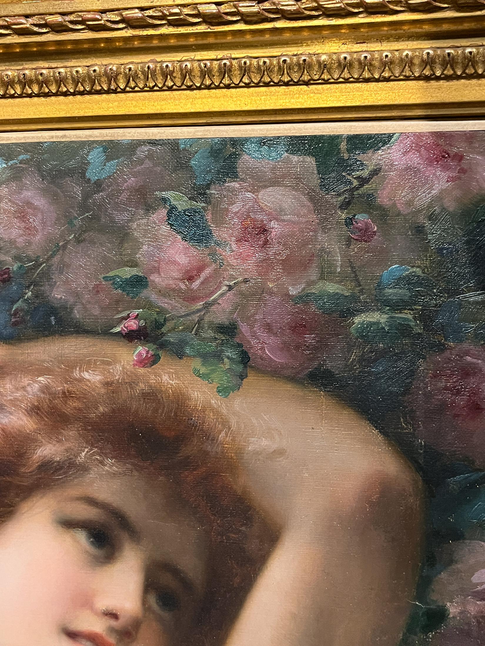 Grande ritratto di nudo dipinto a olio 