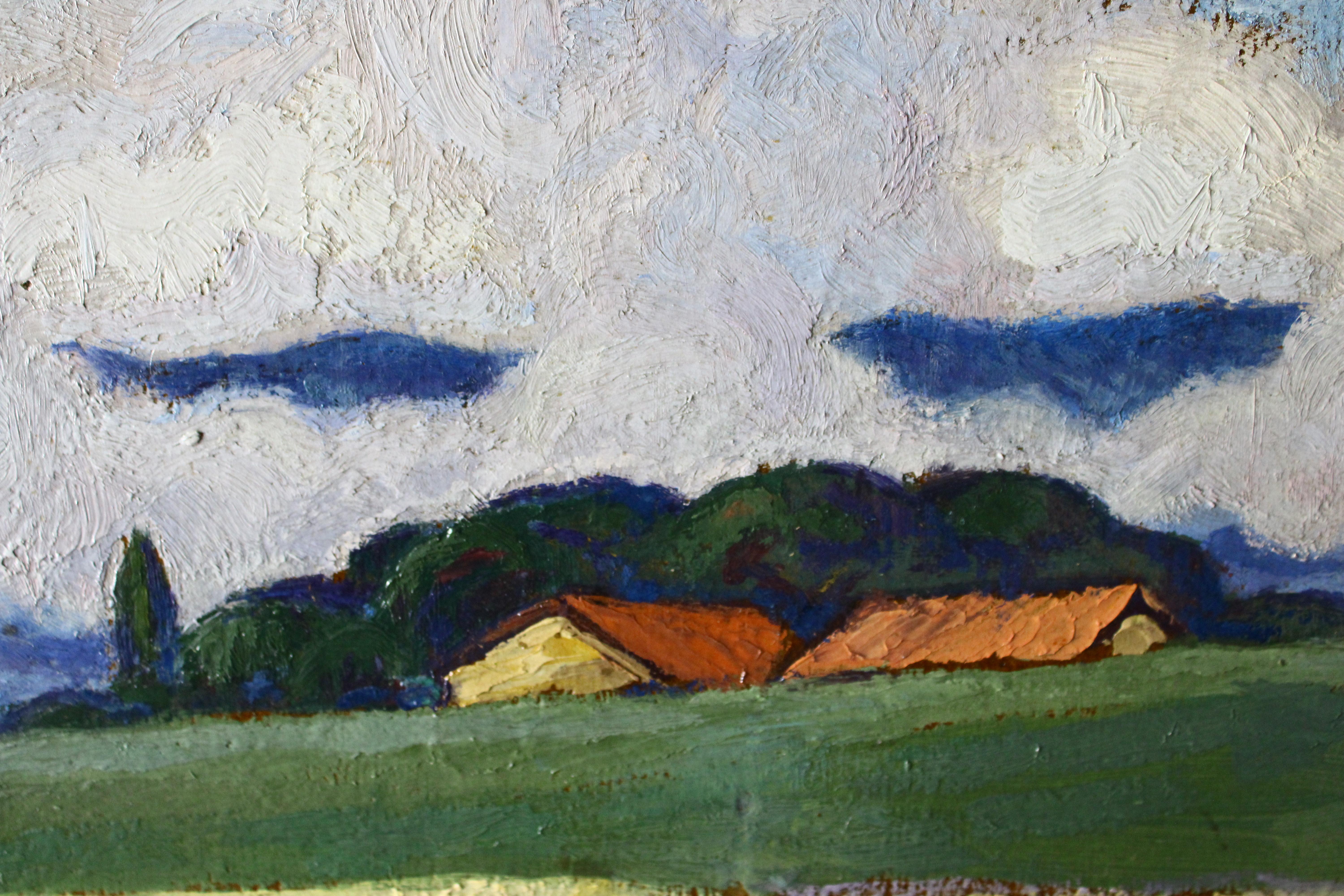 Antique French Signed Impressionist Landscape Oil Painting aus den 1920er Jahren im Angebot 7