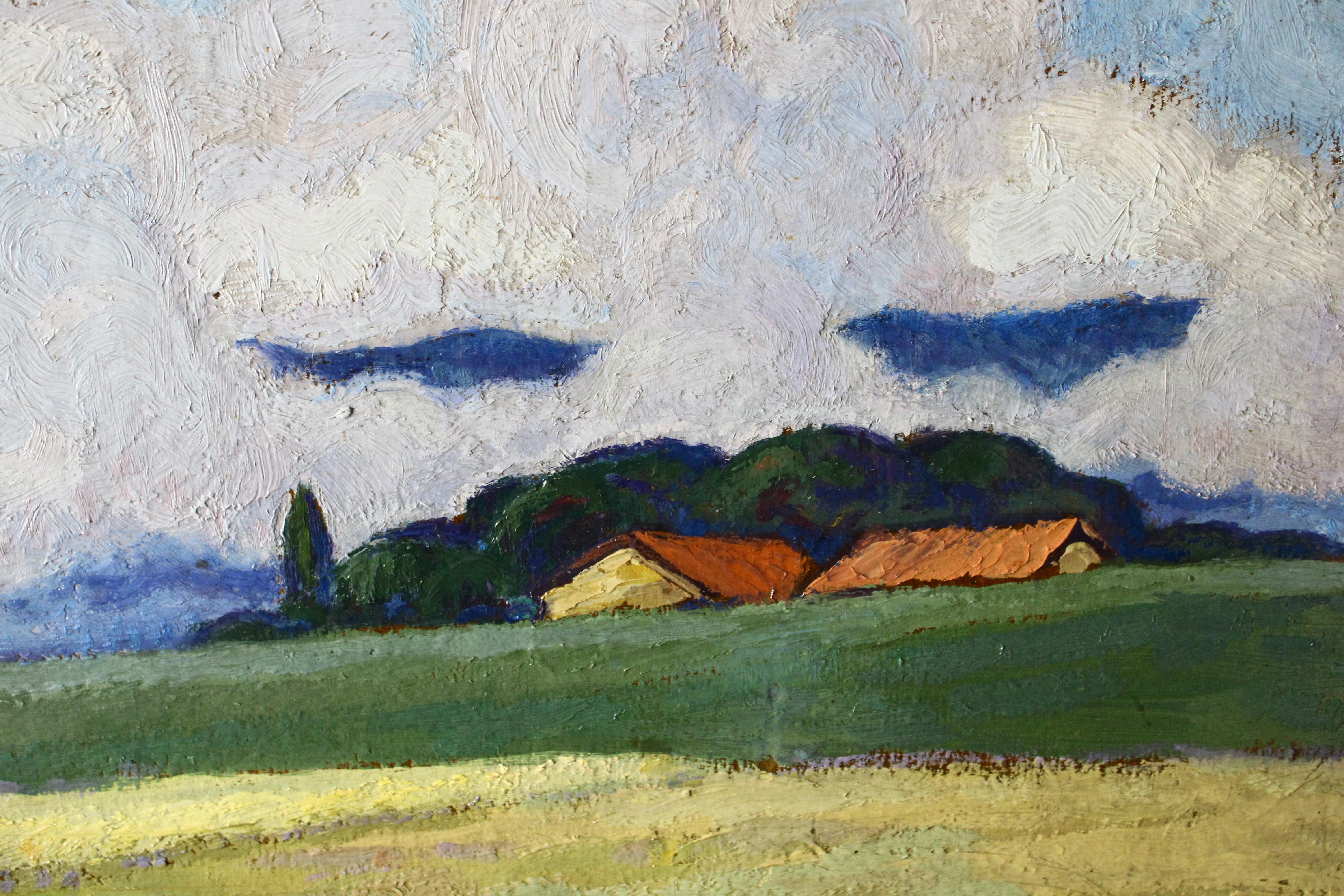 Antique French Signed Impressionist Landscape Oil Painting aus den 1920er Jahren im Angebot 8