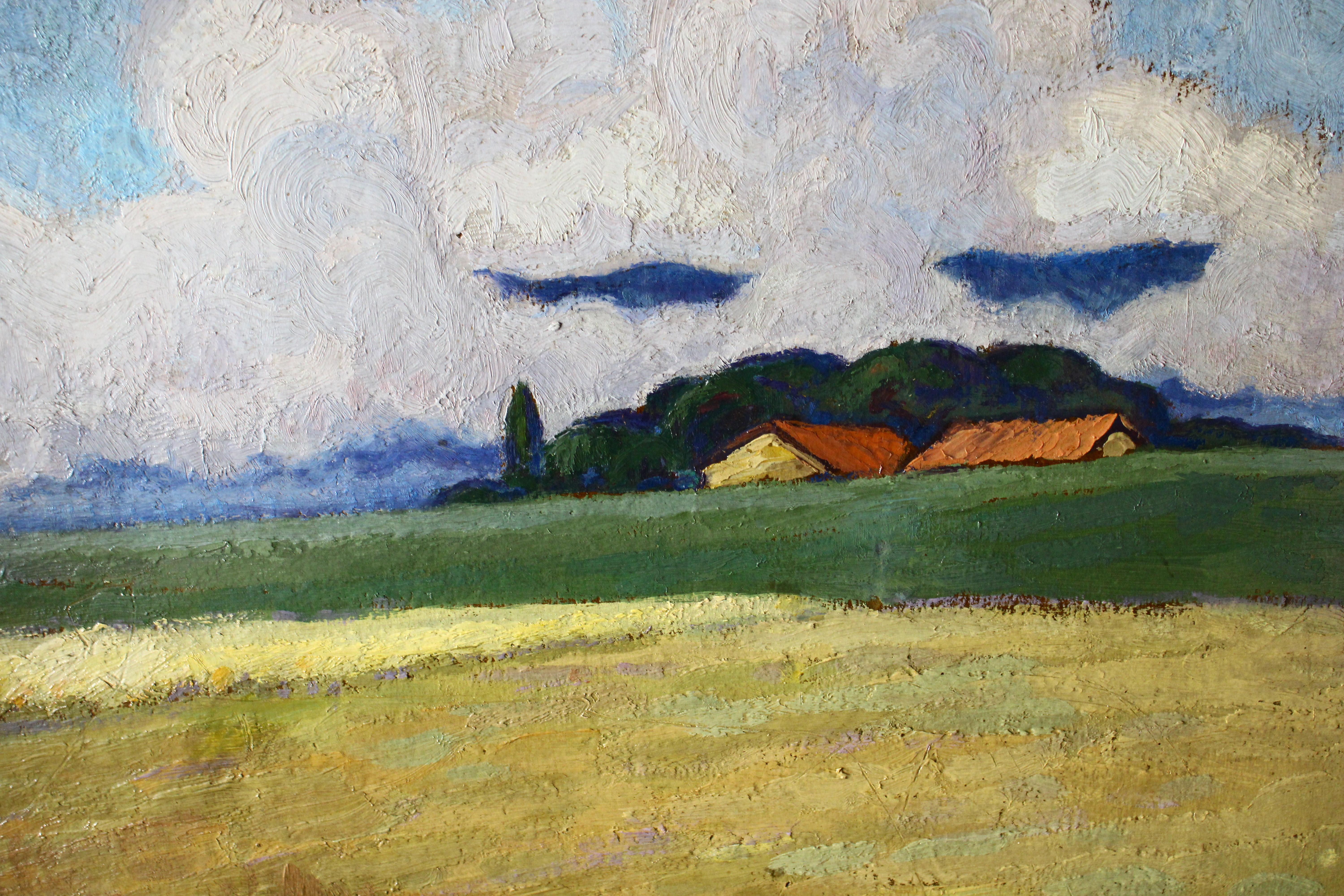 Antique French Signed Impressionist Landscape Oil Painting aus den 1920er Jahren im Angebot 9