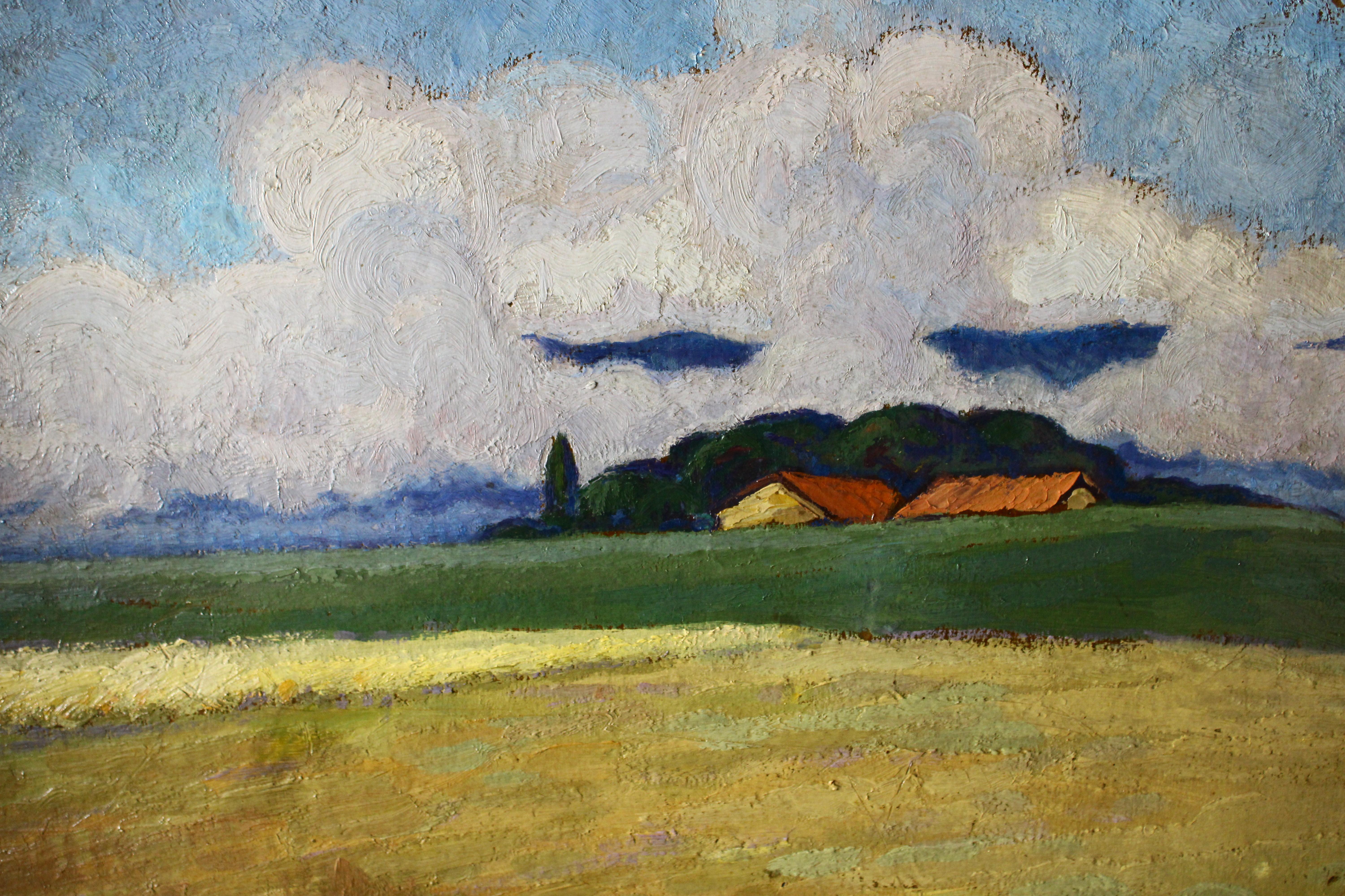 Antique French Signed Impressionist Landscape Oil Painting aus den 1920er Jahren im Angebot 1