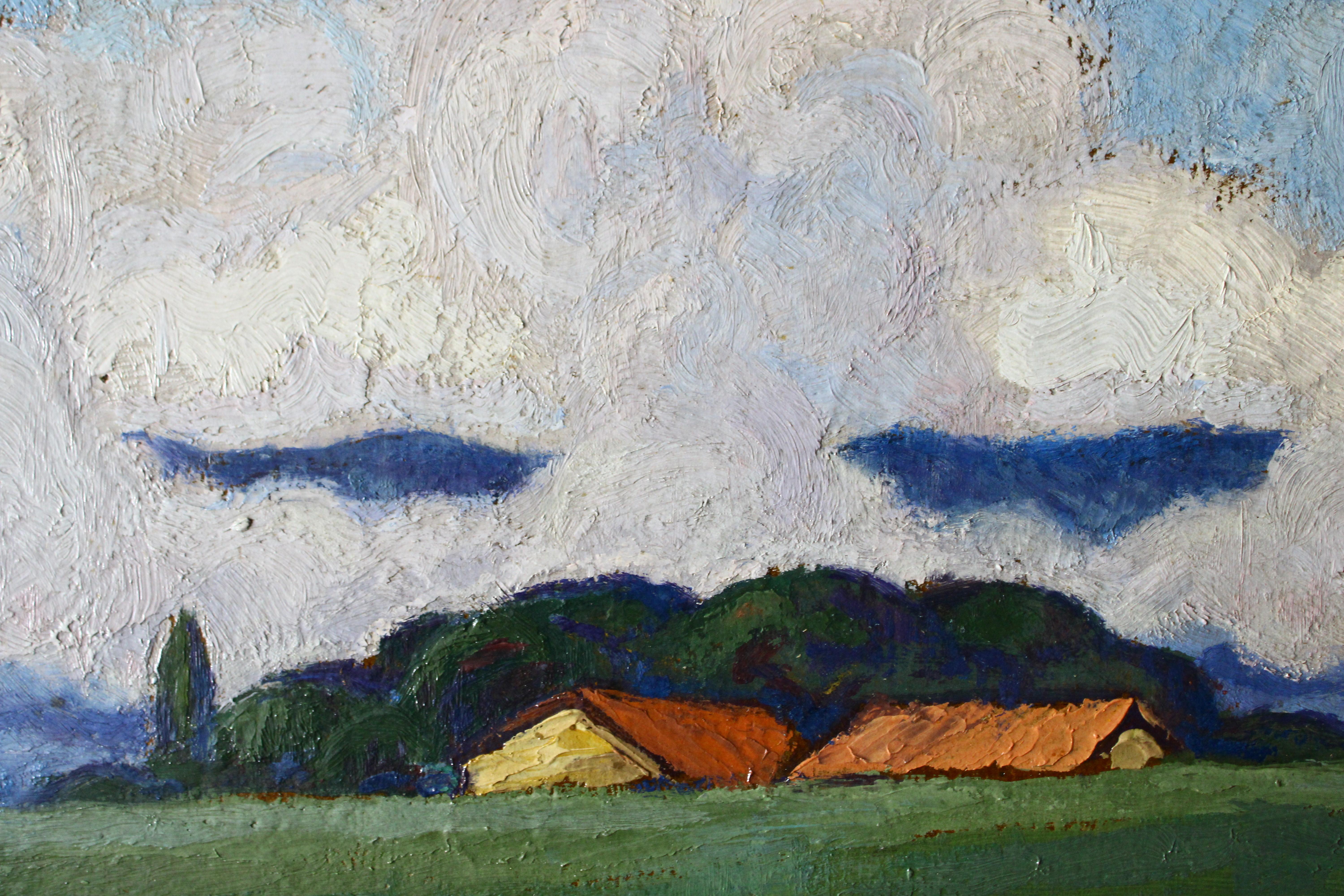 Antique French Signed Impressionist Landscape Oil Painting aus den 1920er Jahren im Angebot 4