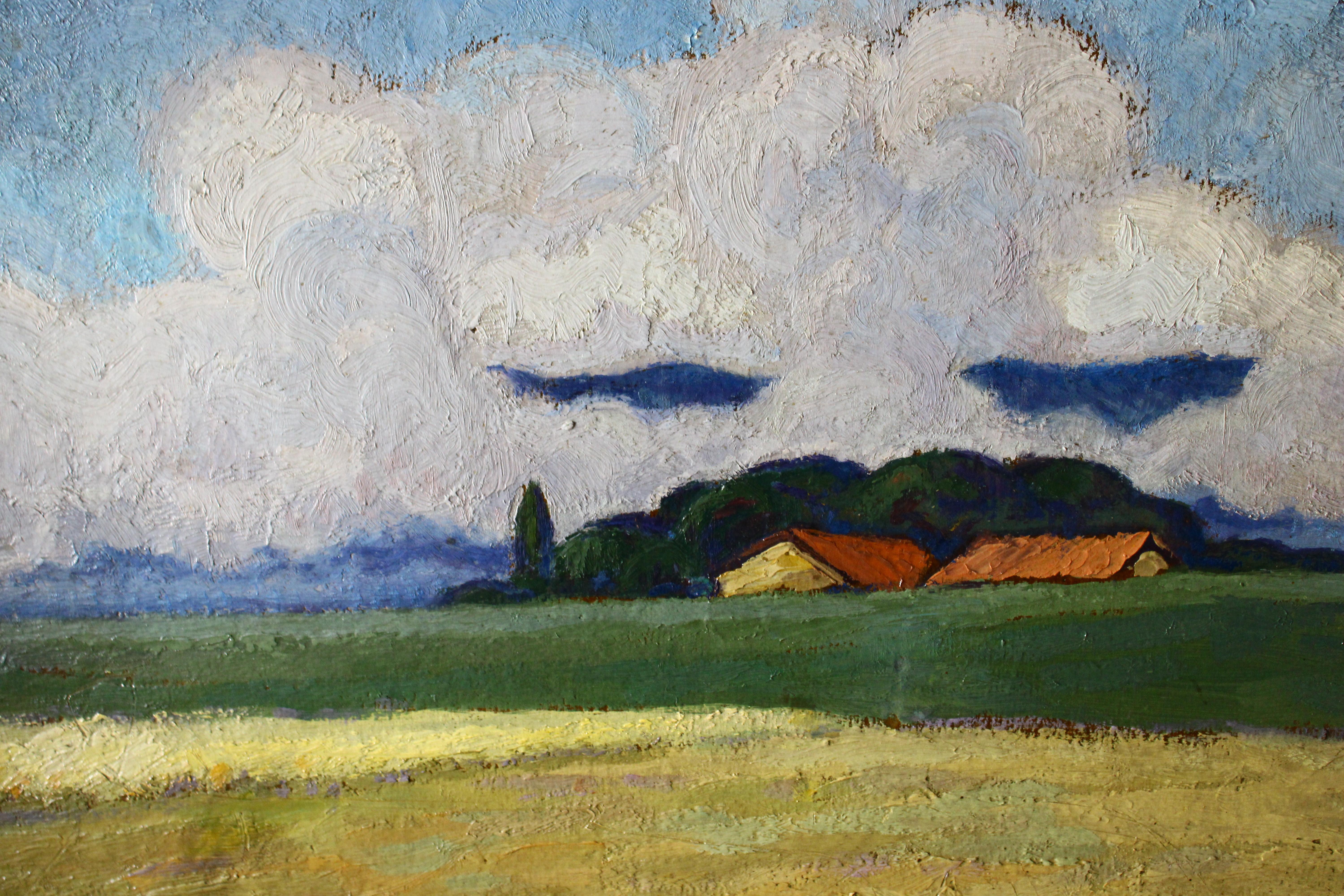 Antique French Signed Impressionist Landscape Oil Painting aus den 1920er Jahren im Angebot 5