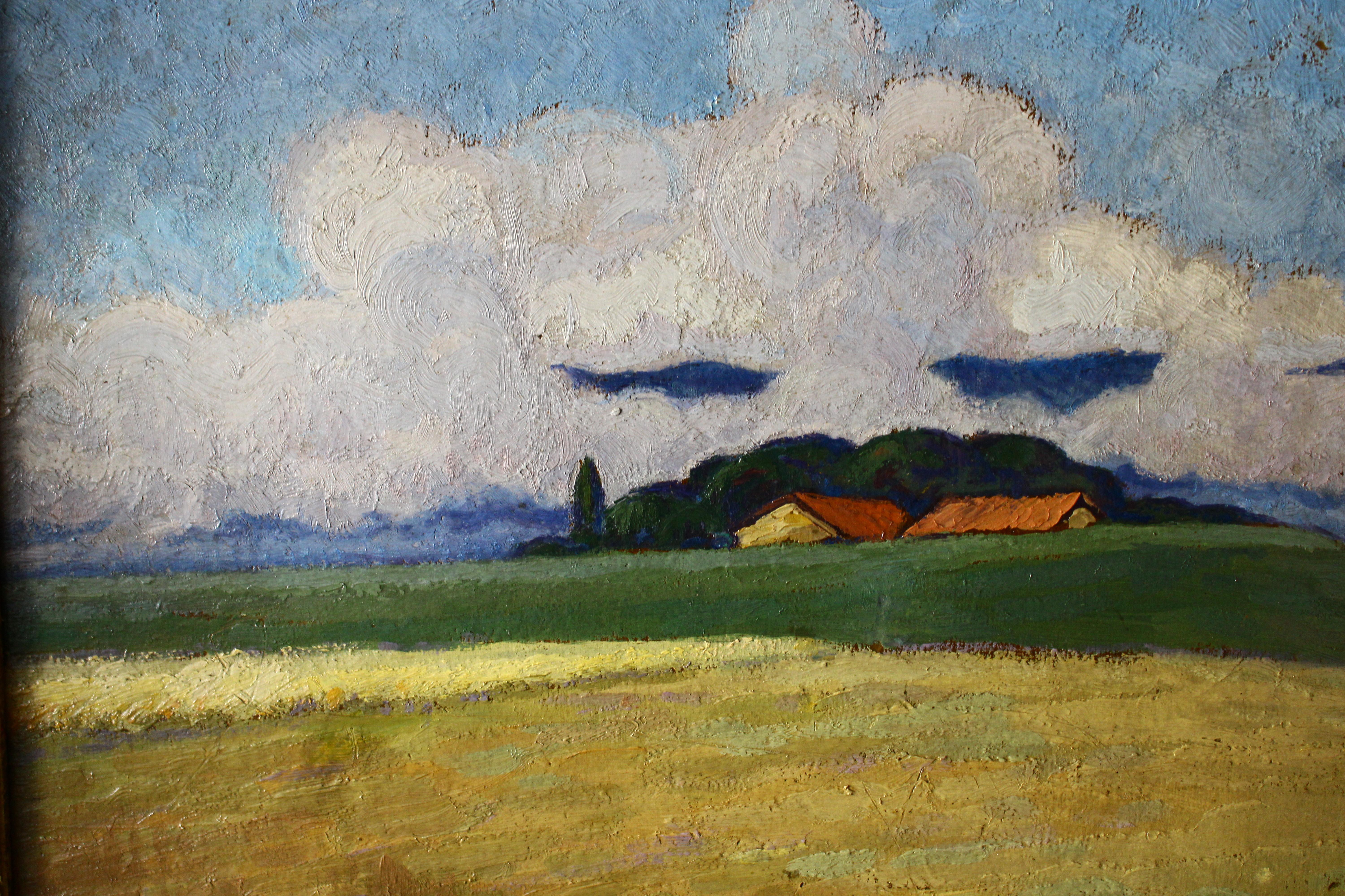 Antique French Signed Impressionist Landscape Oil Painting aus den 1920er Jahren im Angebot 6