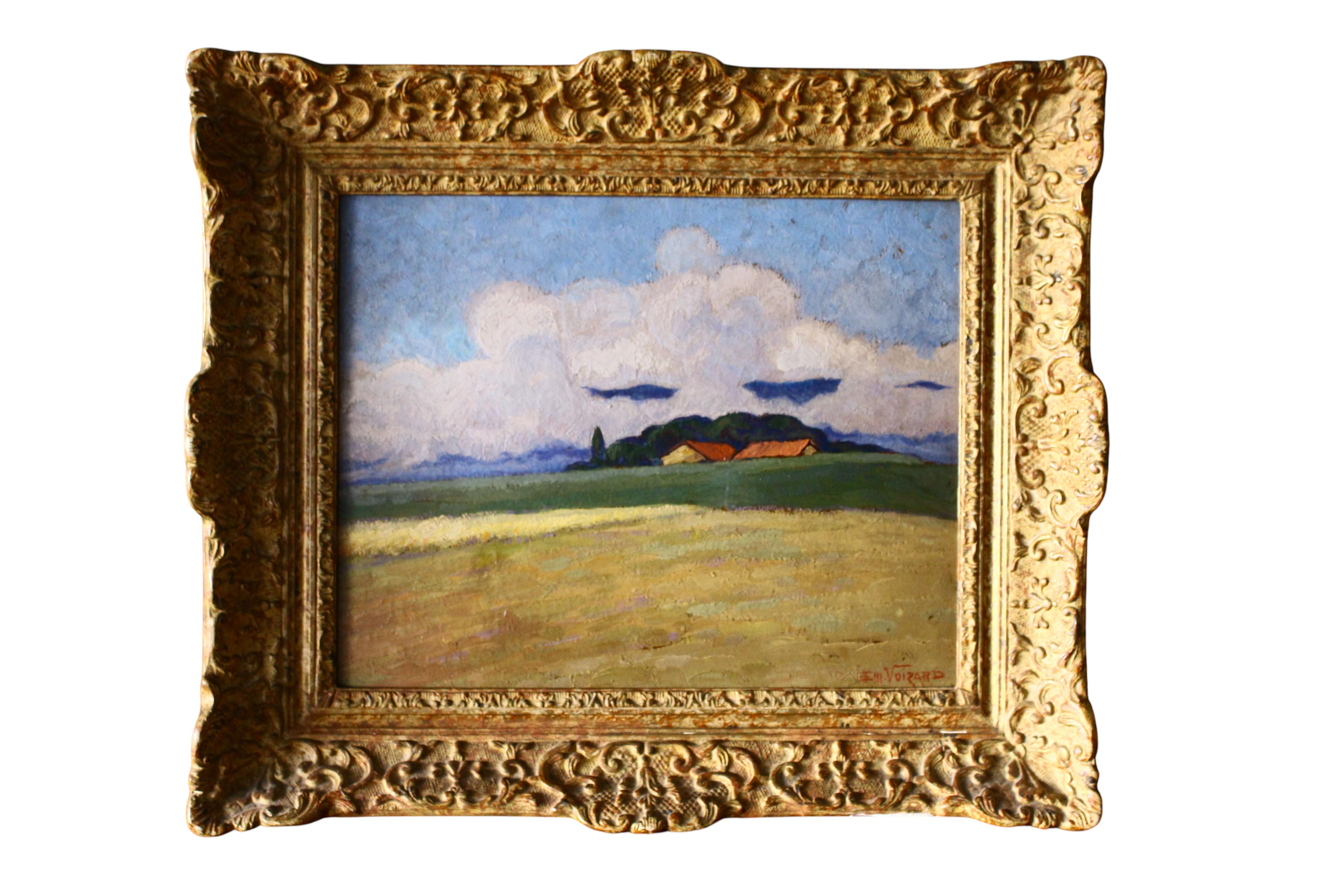 Antique French Signed Impressionist Landscape Oil Painting from the 1920
s