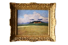 Antique French Signed Impressionist Landscape Oil Painting from the 1920
s