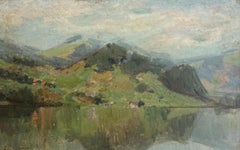 Paisaje lacustre al pie de las montañas